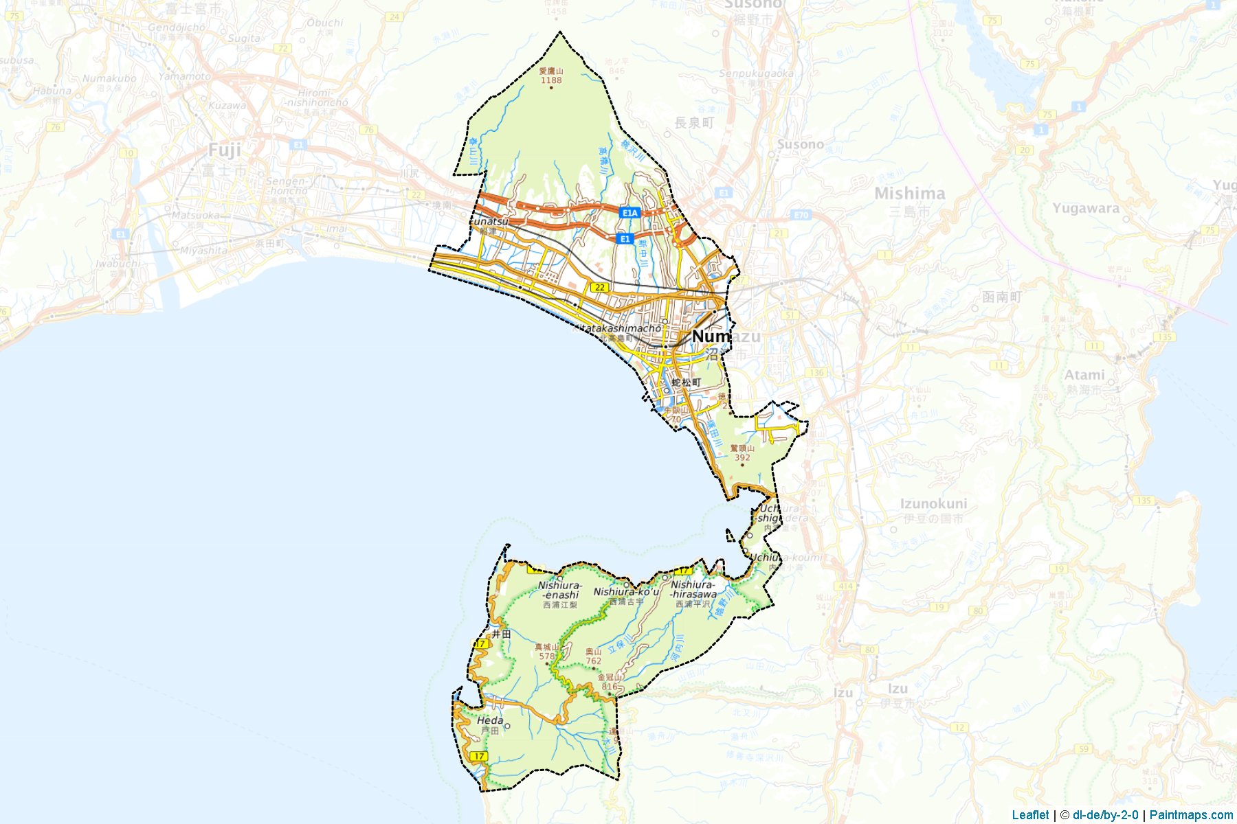 Muestras de recorte de mapas Numazu (Shizuoka)-1