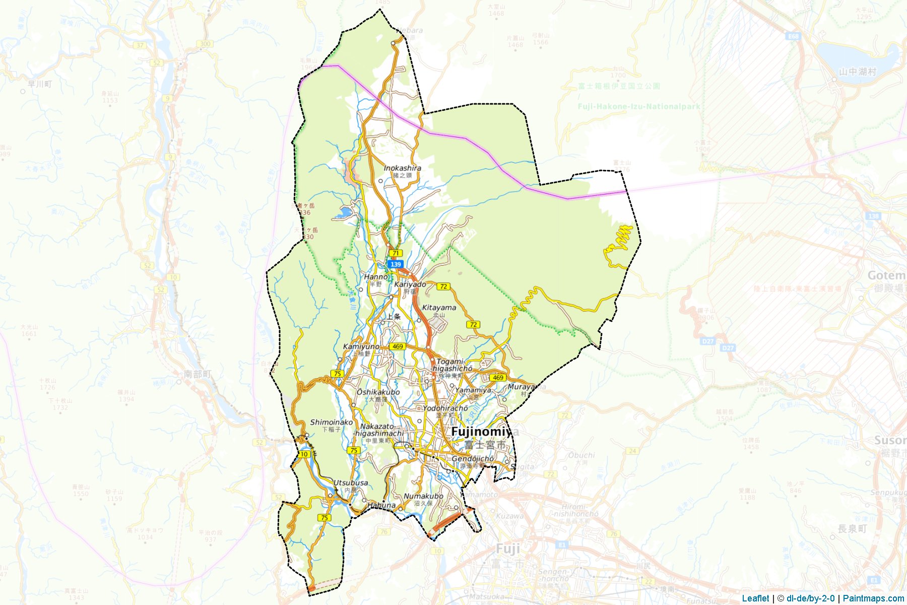 Fujinomiya (Shizuoka Prefecture) Map Cropping Samples-1