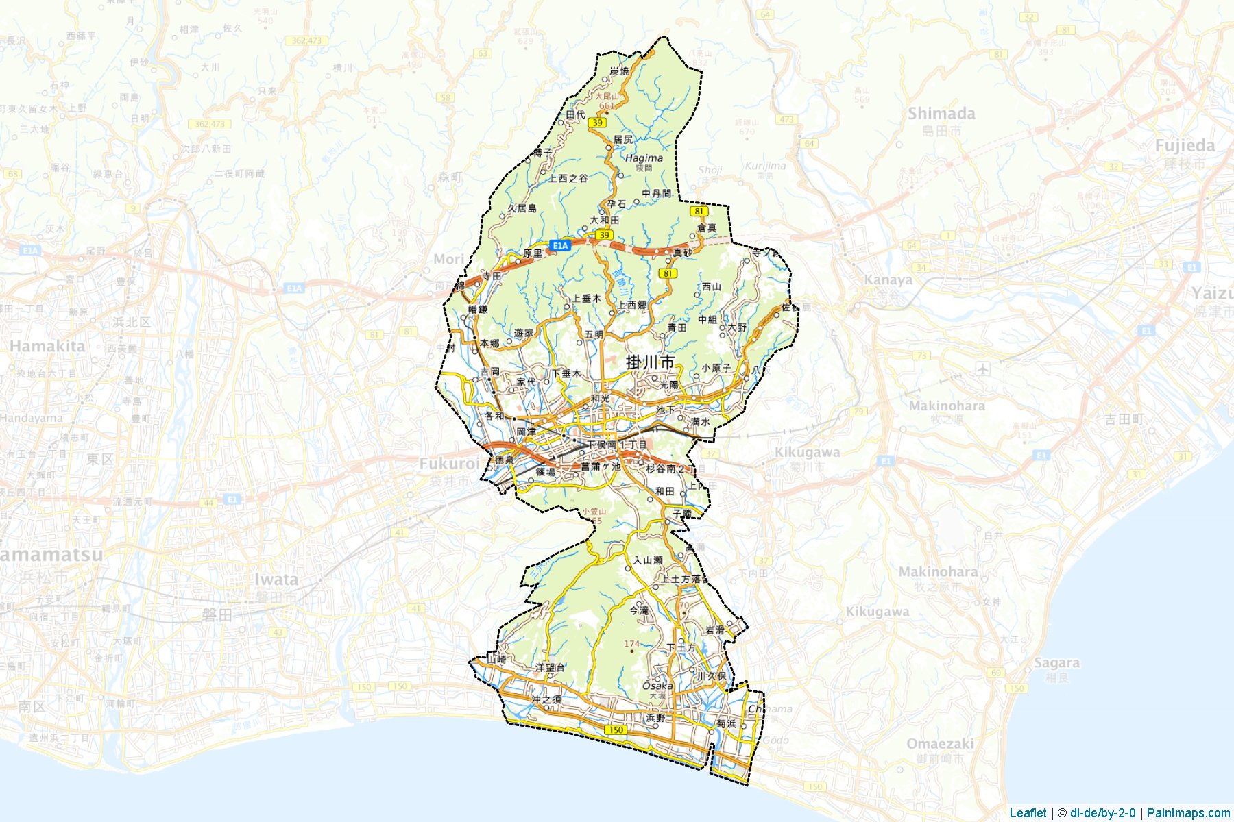 Kakegawa (Shizuoka Prefecture) Map Cropping Samples-1