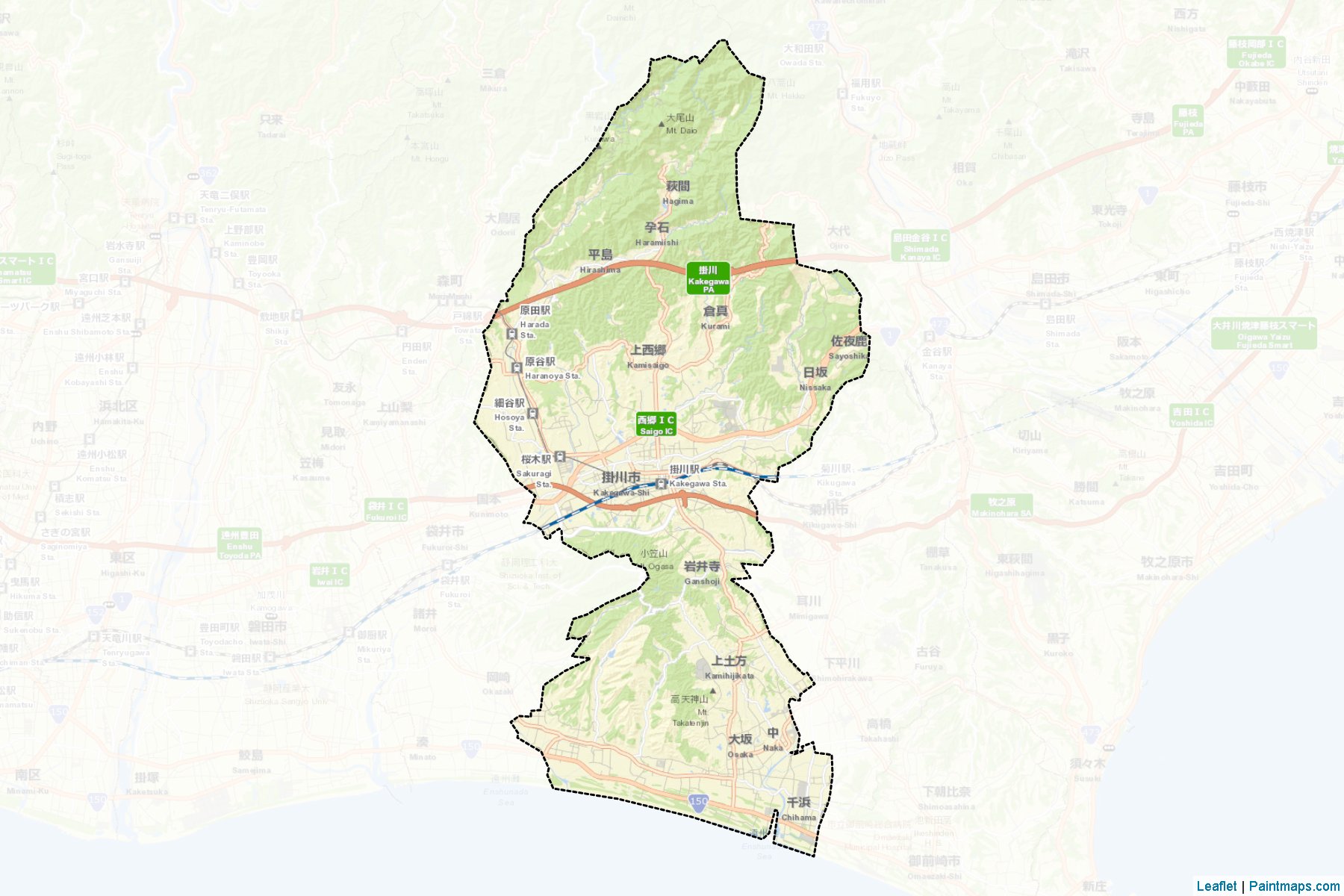 Kakegawa (Shizuoka Prefecture) Map Cropping Samples-2