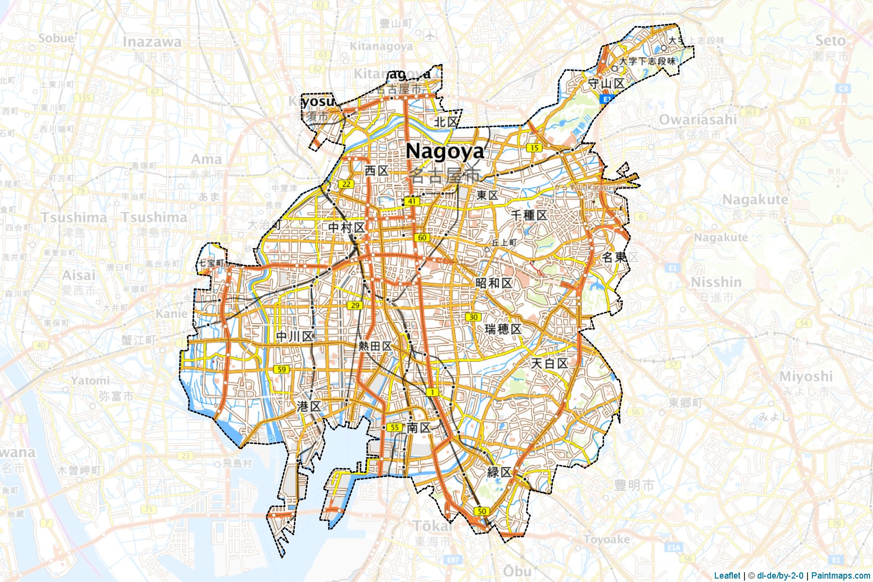 Nagoya (Aichi) Haritası Örnekleri-1