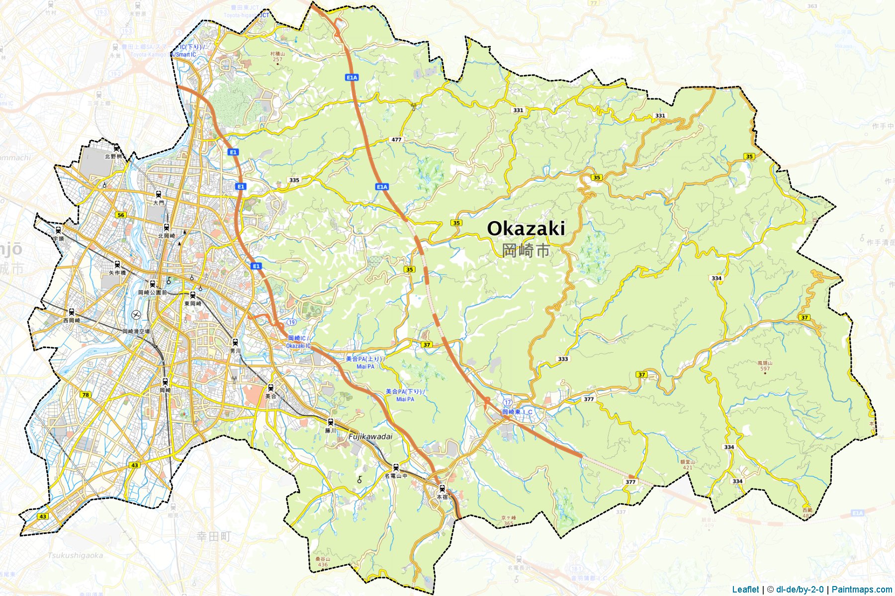 Muestras de recorte de mapas Okazaki (Aichi)-1