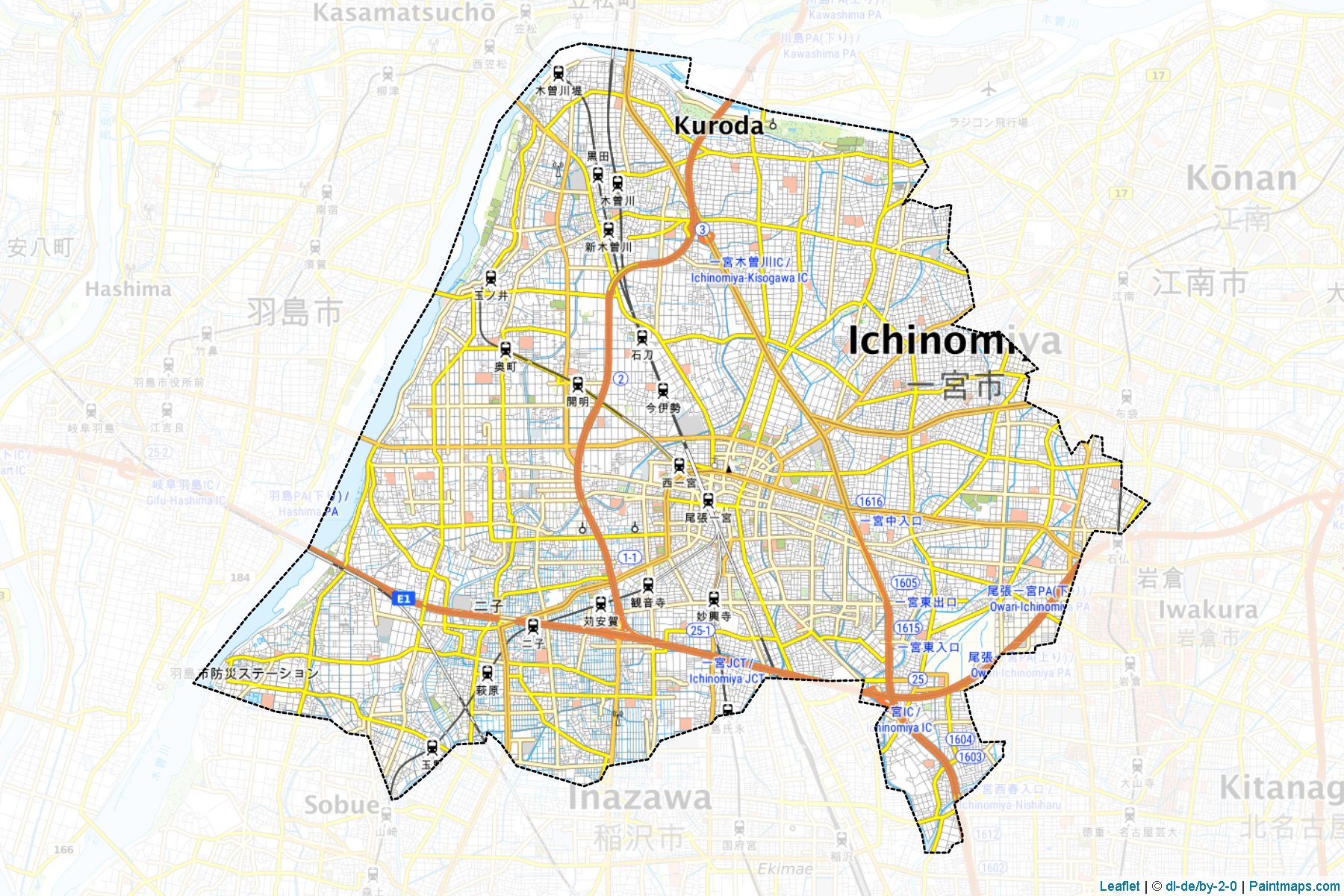 Ichinomiya (Aichi Prefecture) Map Cropping Samples-1