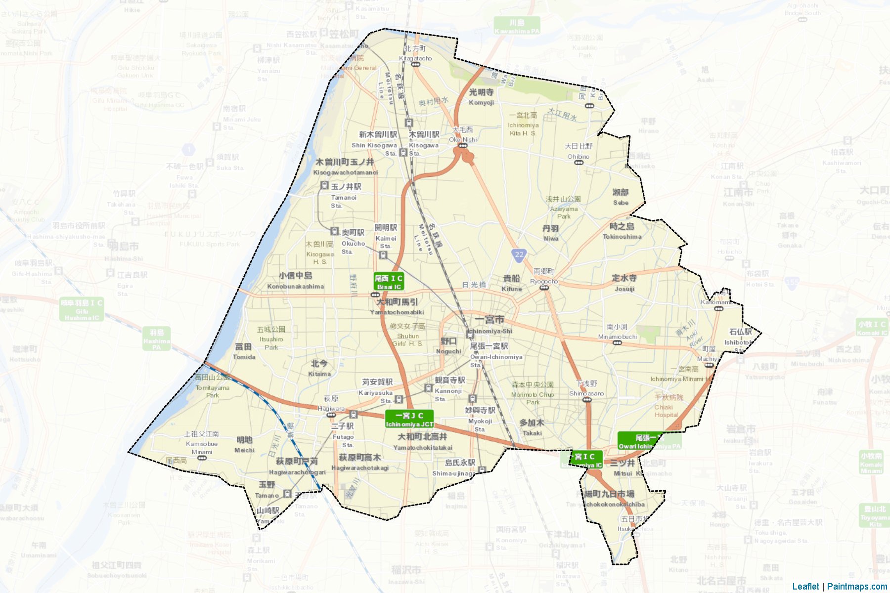 Ichinomiya (Aichi Prefecture) Map Cropping Samples-2