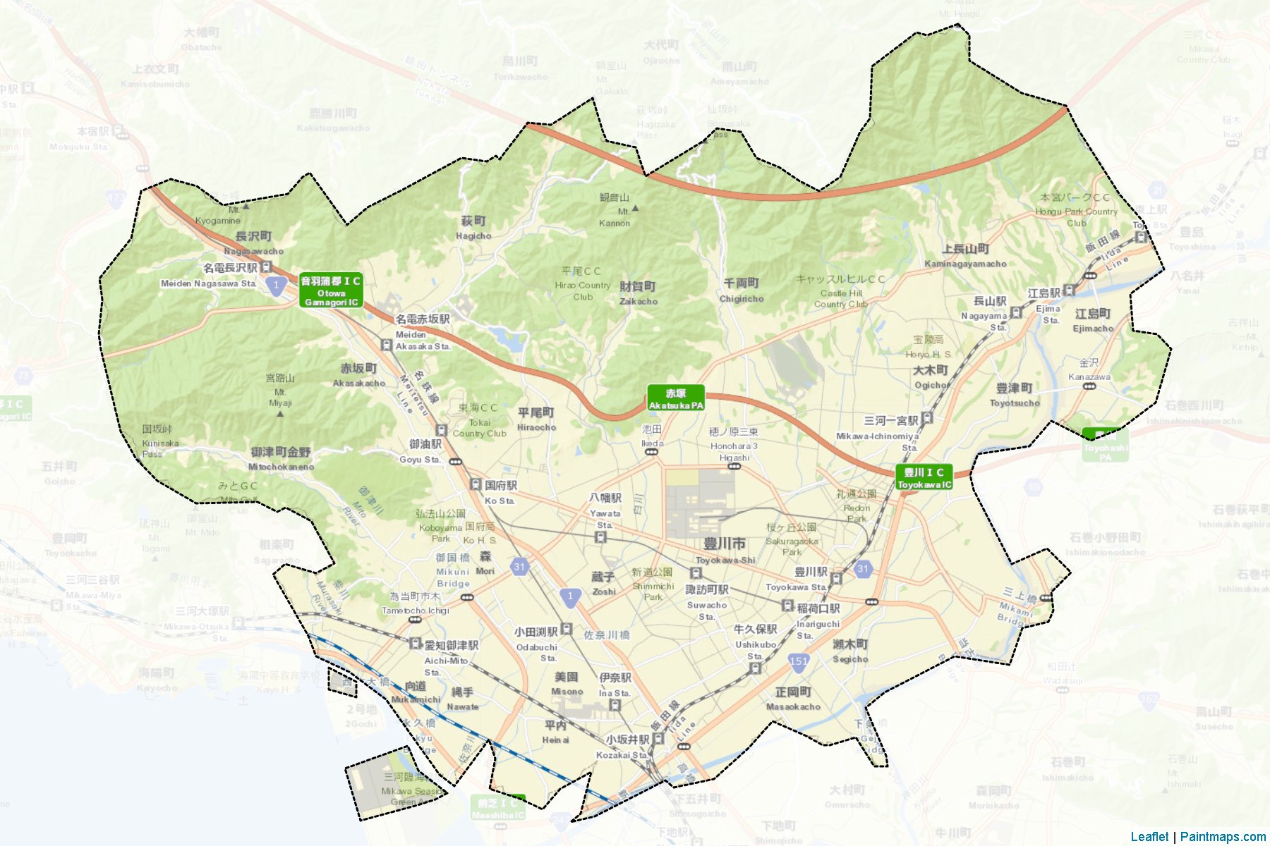 Muestras de recorte de mapas Toyokawa (Aichi)-2