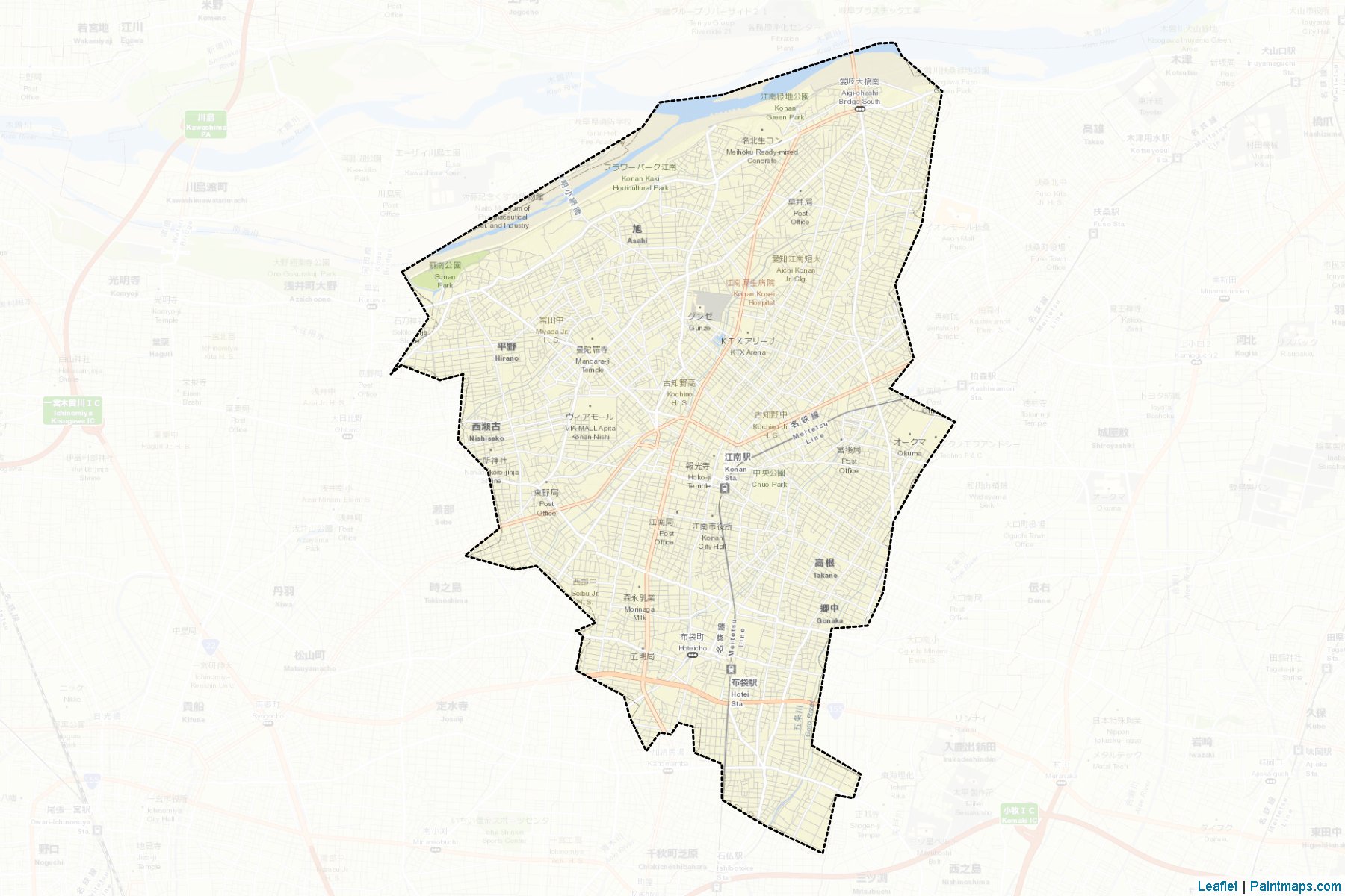 Konan (Aichi Prefecture) Map Cropping Samples-2