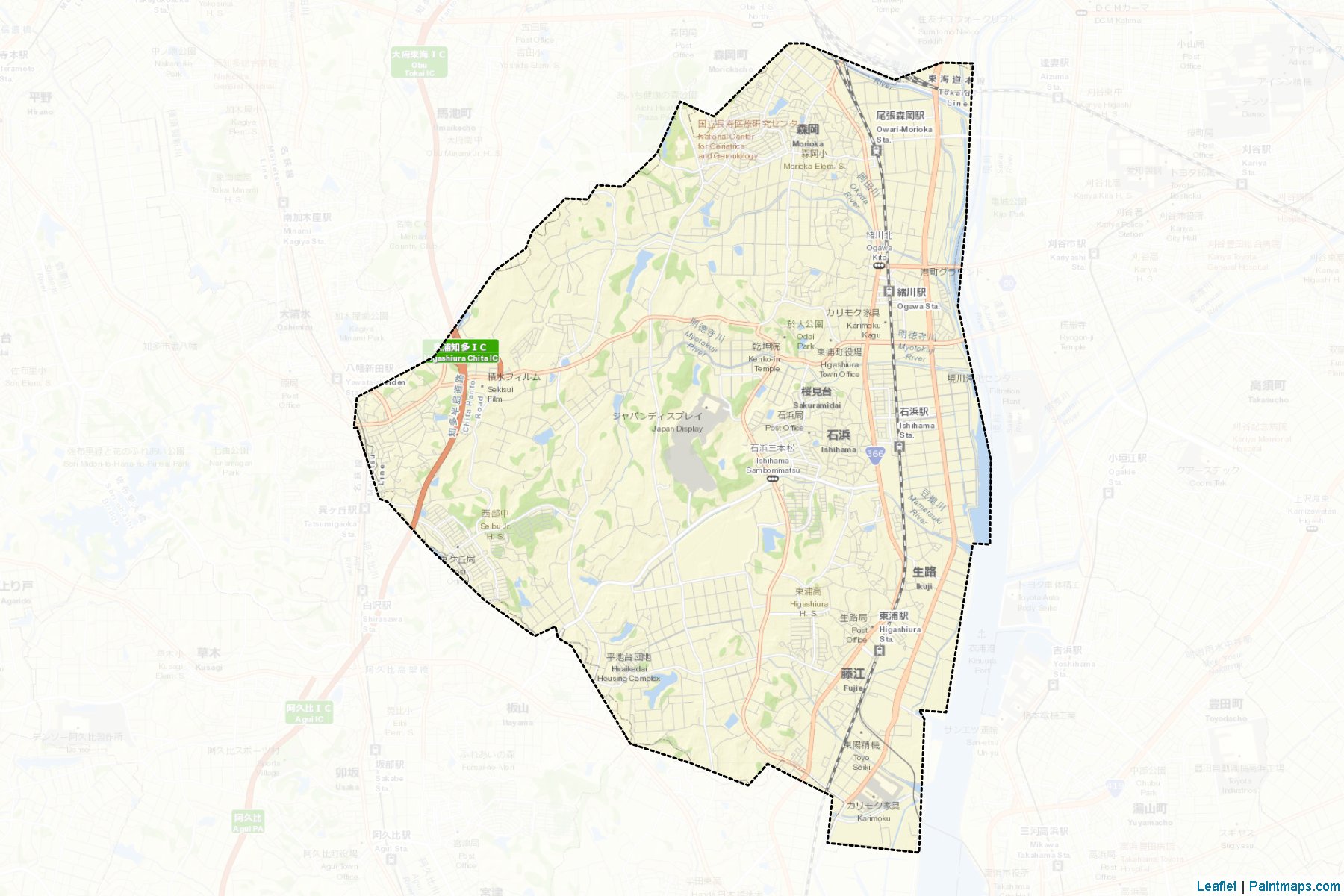 Higashiura (Aichi Prefecture) Map Cropping Samples-2