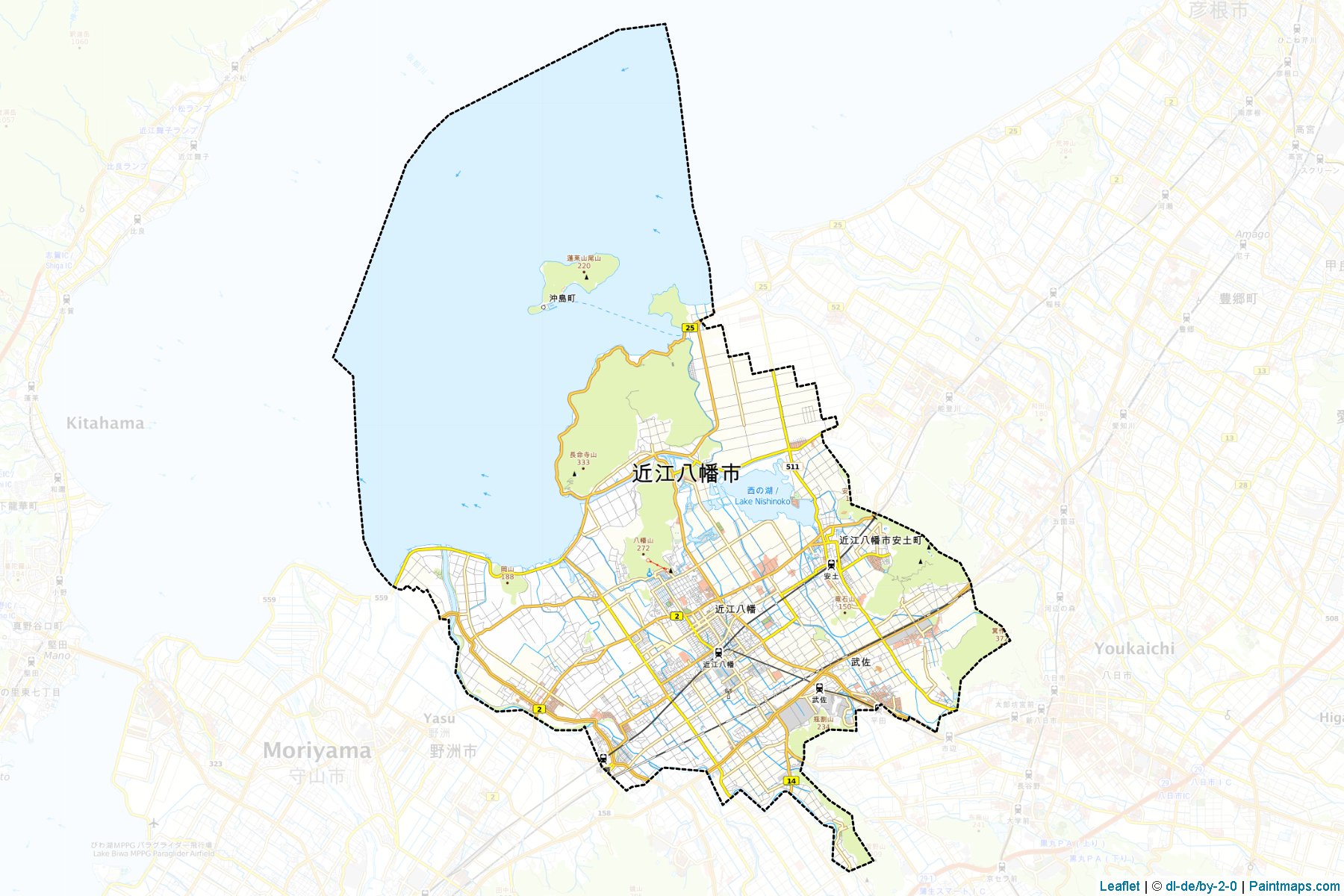 Muestras de recorte de mapas Omihachiman (Shiga)-1