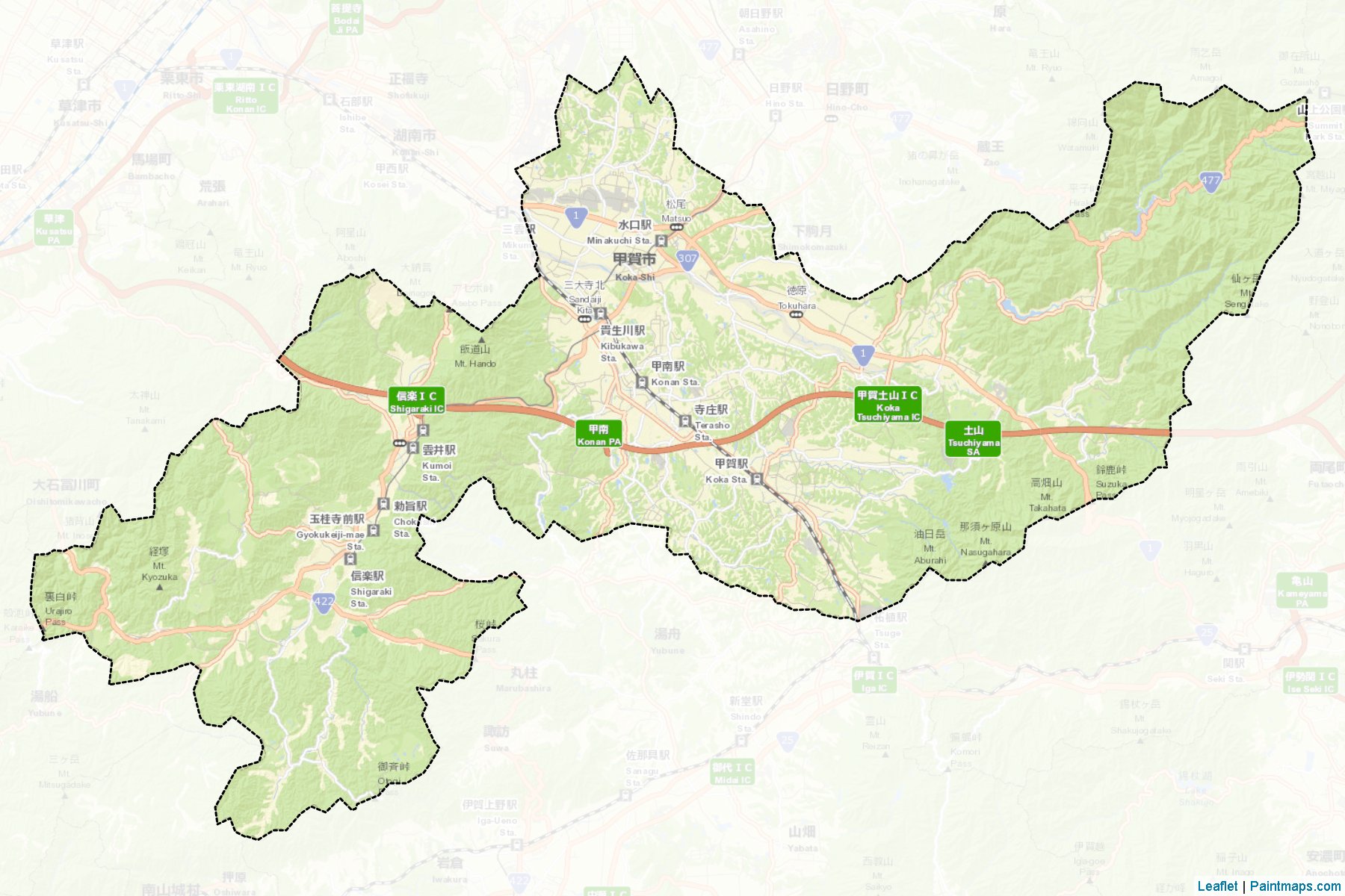 Muestras de recorte de mapas Koka (Shiga)-2