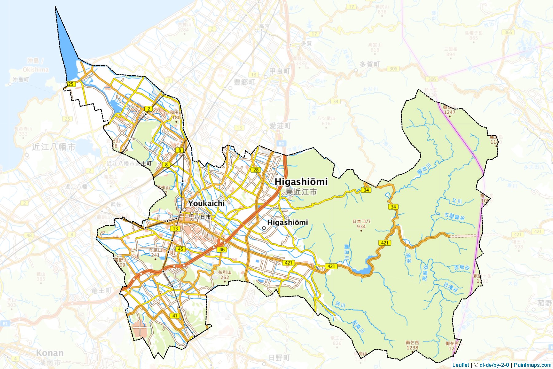 Higashiomi (Shiga Prefecture) Map Cropping Samples-1