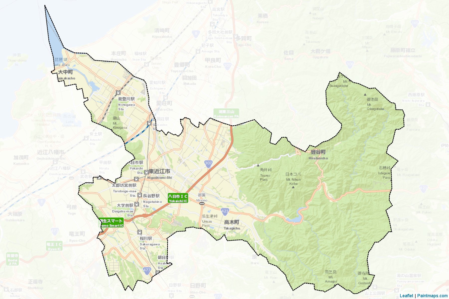 Higashiomi (Shiga Prefecture) Map Cropping Samples-2