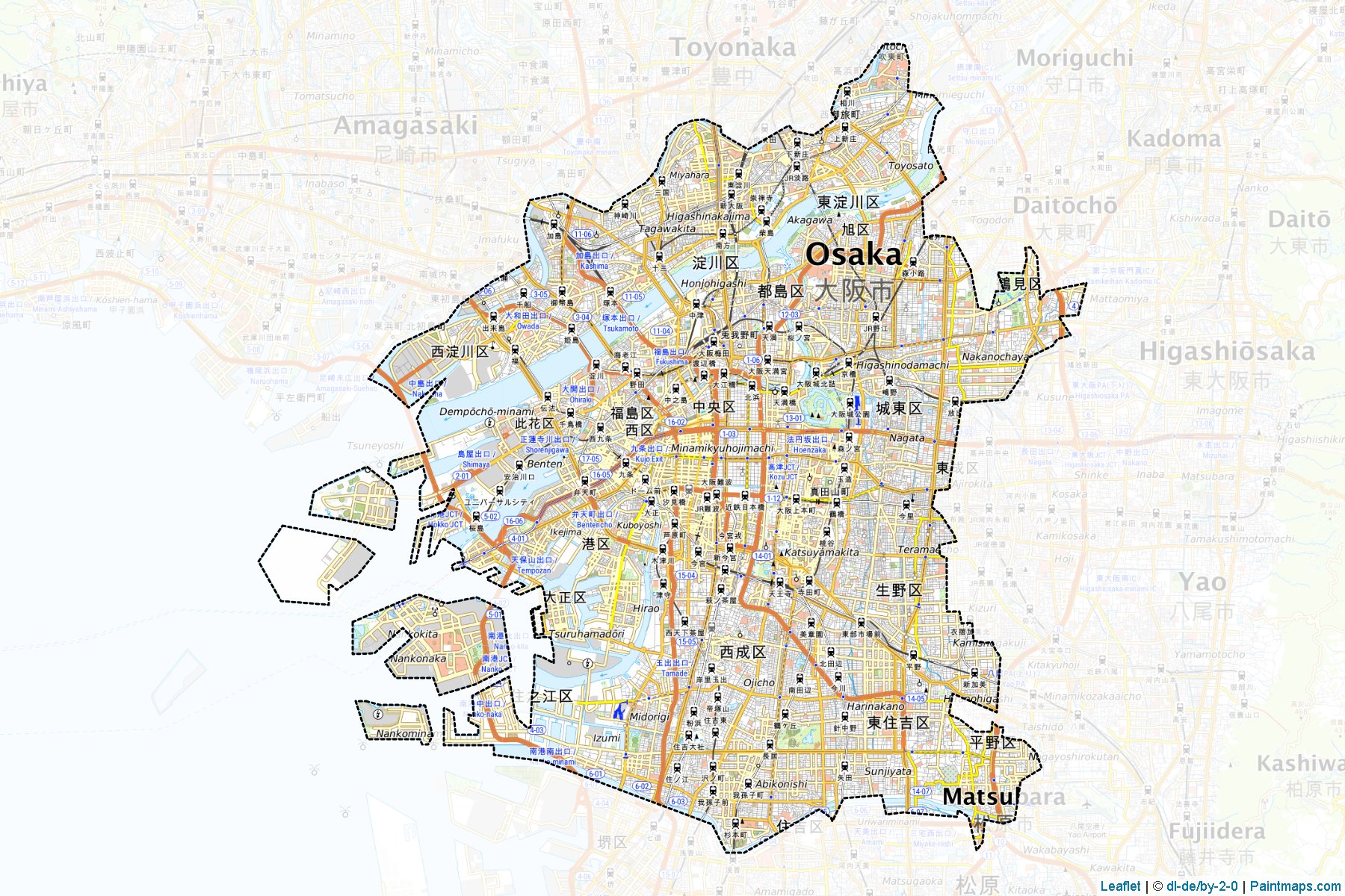 Muestras de recorte de mapas Osaka (Osaka)-1