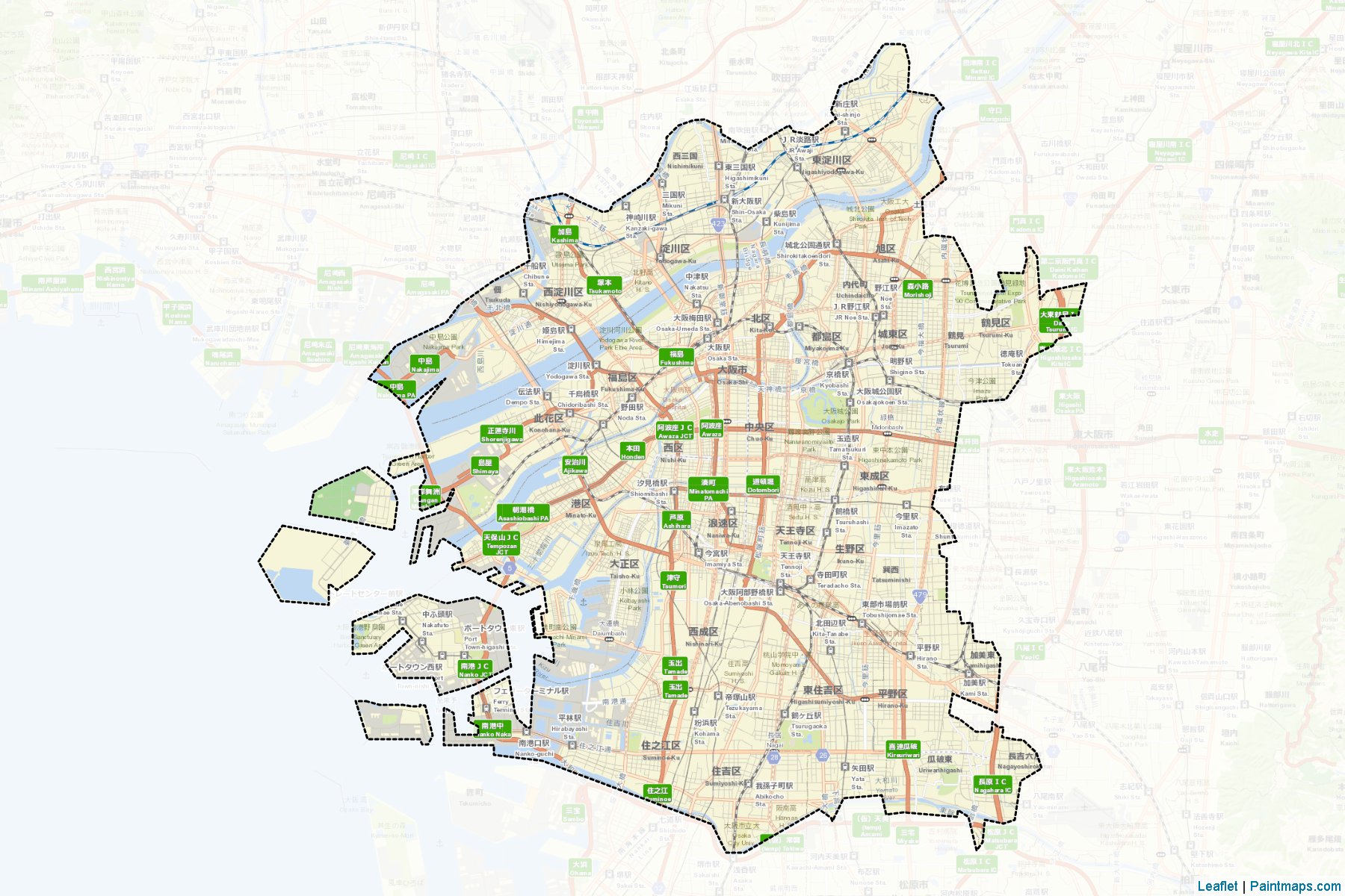 Muestras de recorte de mapas Osaka (Osaka)-2