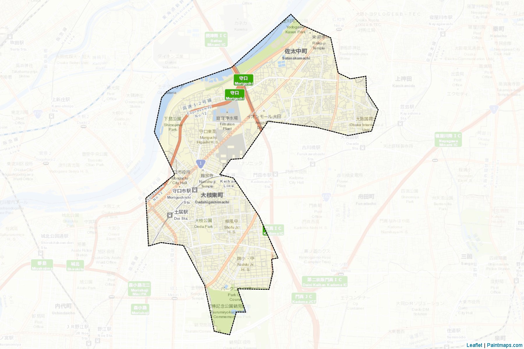 Moriguchi (Osaka ili) Haritası Örnekleri-2