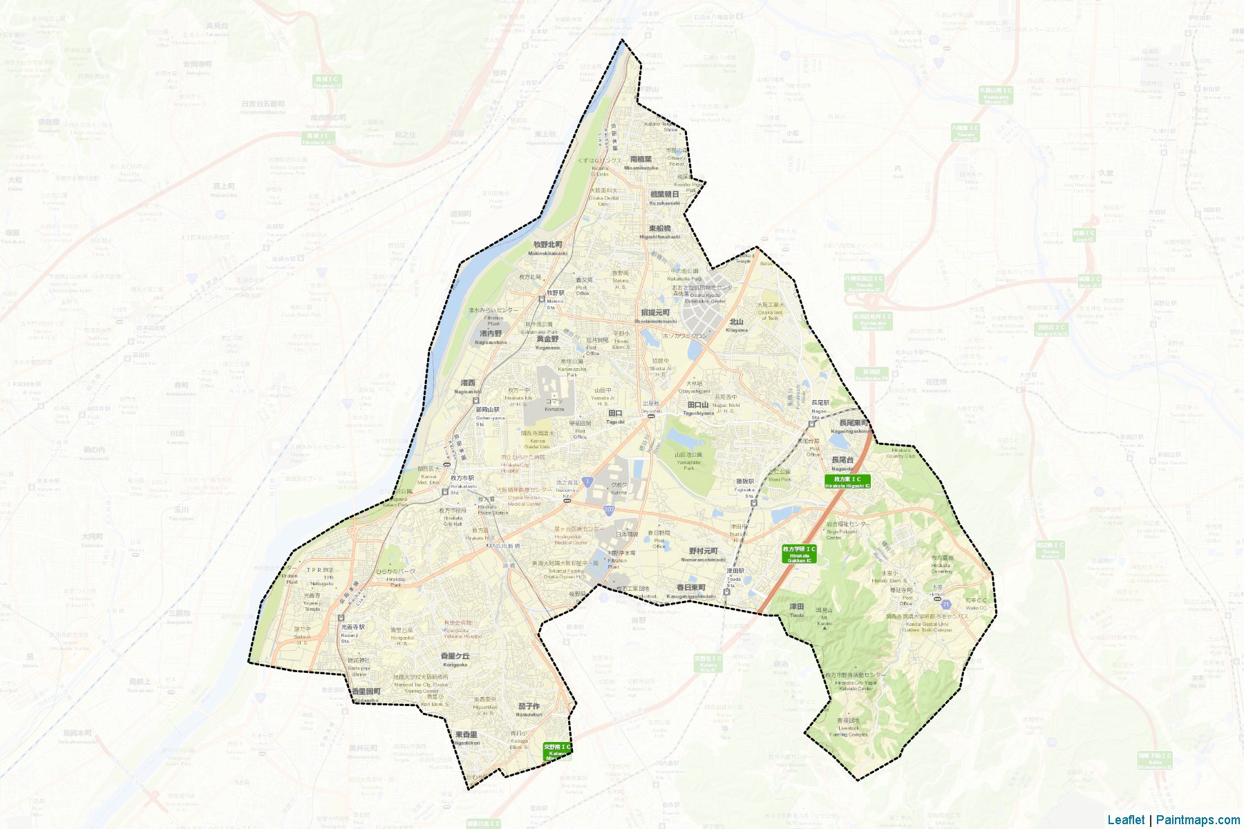 Muestras de recorte de mapas Hirakata (Osaka)-2