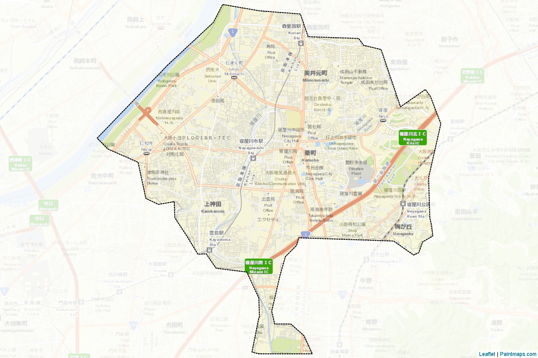 Neyagawa (Osaka Prefecture) Map Cropping Samples-2