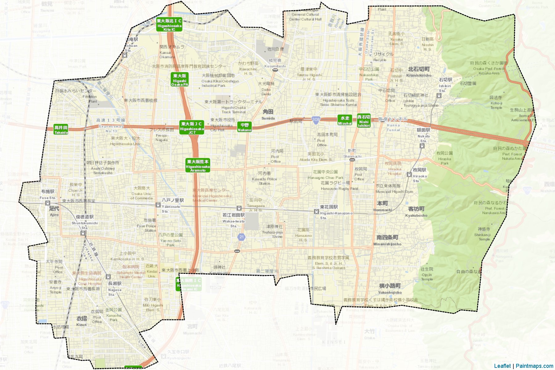 Higashiosaka (Osaka ili) Haritası Örnekleri-2