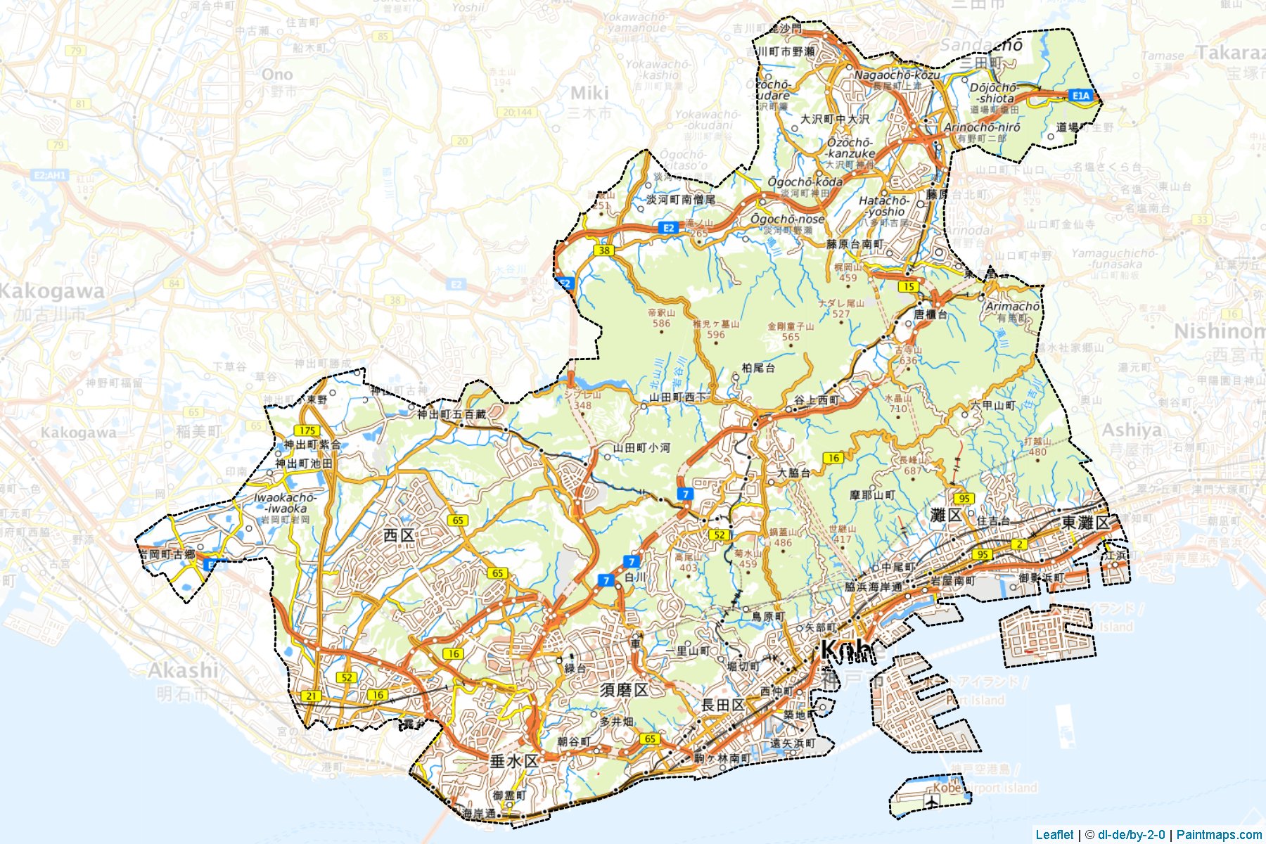 Muestras de recorte de mapas Kobe (Hyōgo)-1