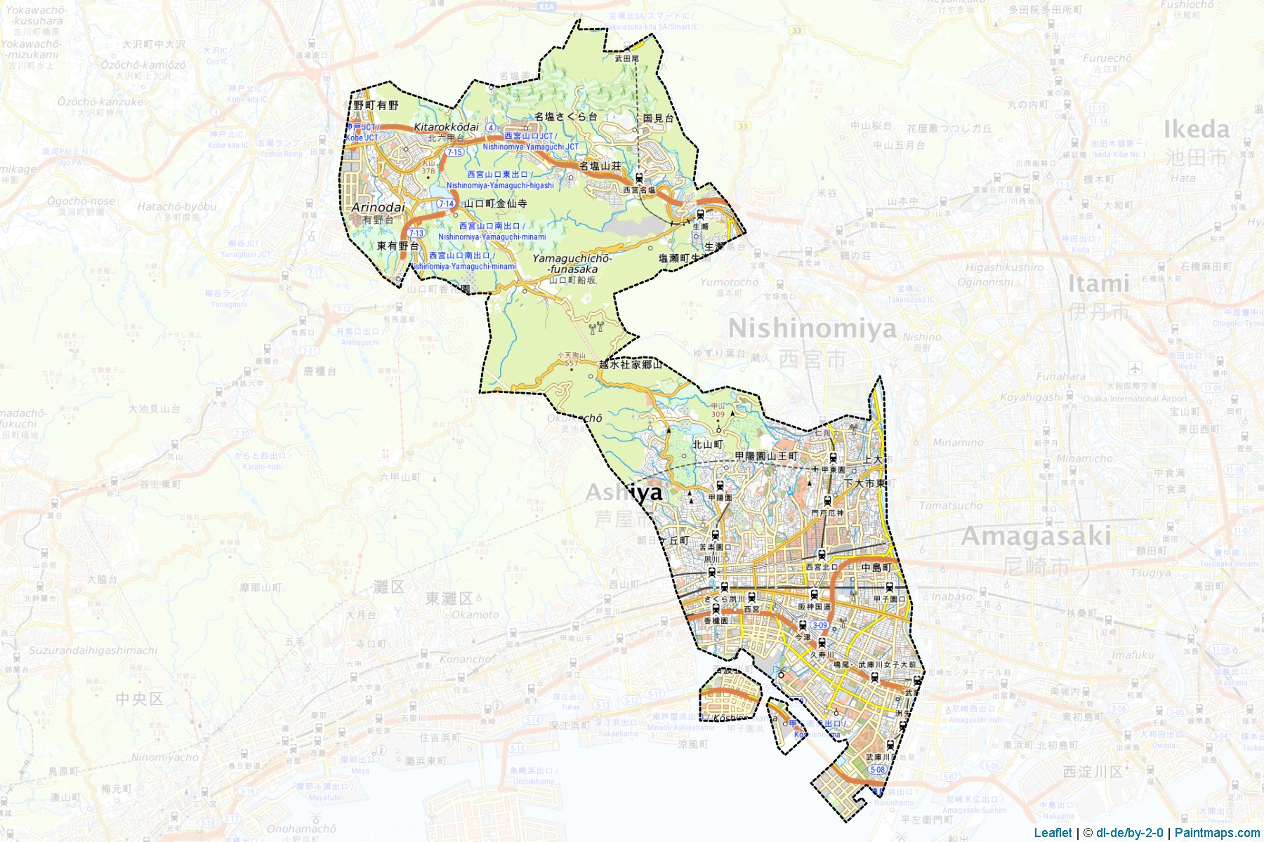 Nishinomiya (Hyogo Prefecture) Map Cropping Samples-1