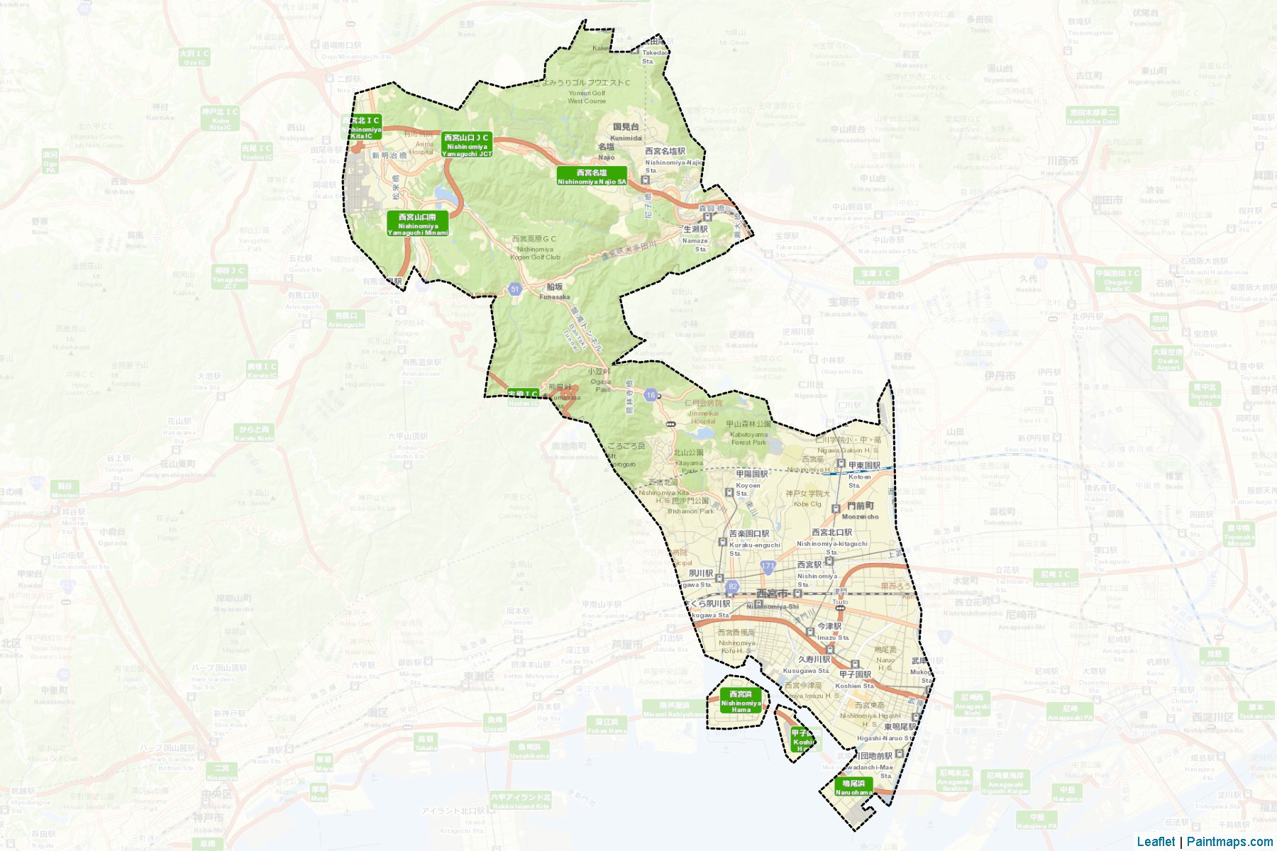 Nishinomiya (Hyogo Prefecture) Map Cropping Samples-2