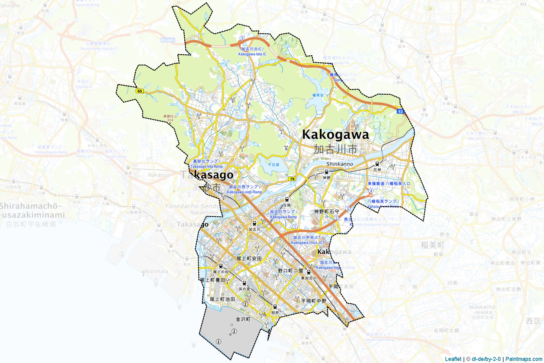 Kakogawa (Hyogo Prefecture) Map Cropping Samples-1