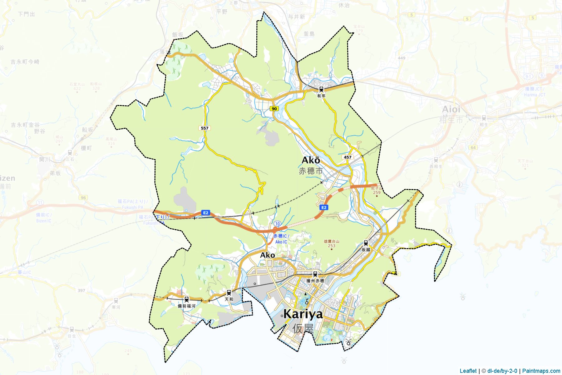 Ako (Hyogo Prefecture) Map Cropping Samples-1