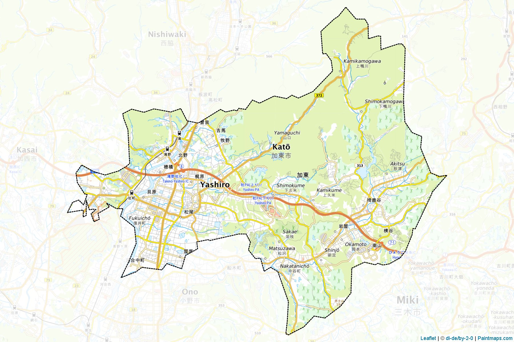 Kato (Hyogo Prefecture) Map Cropping Samples-1