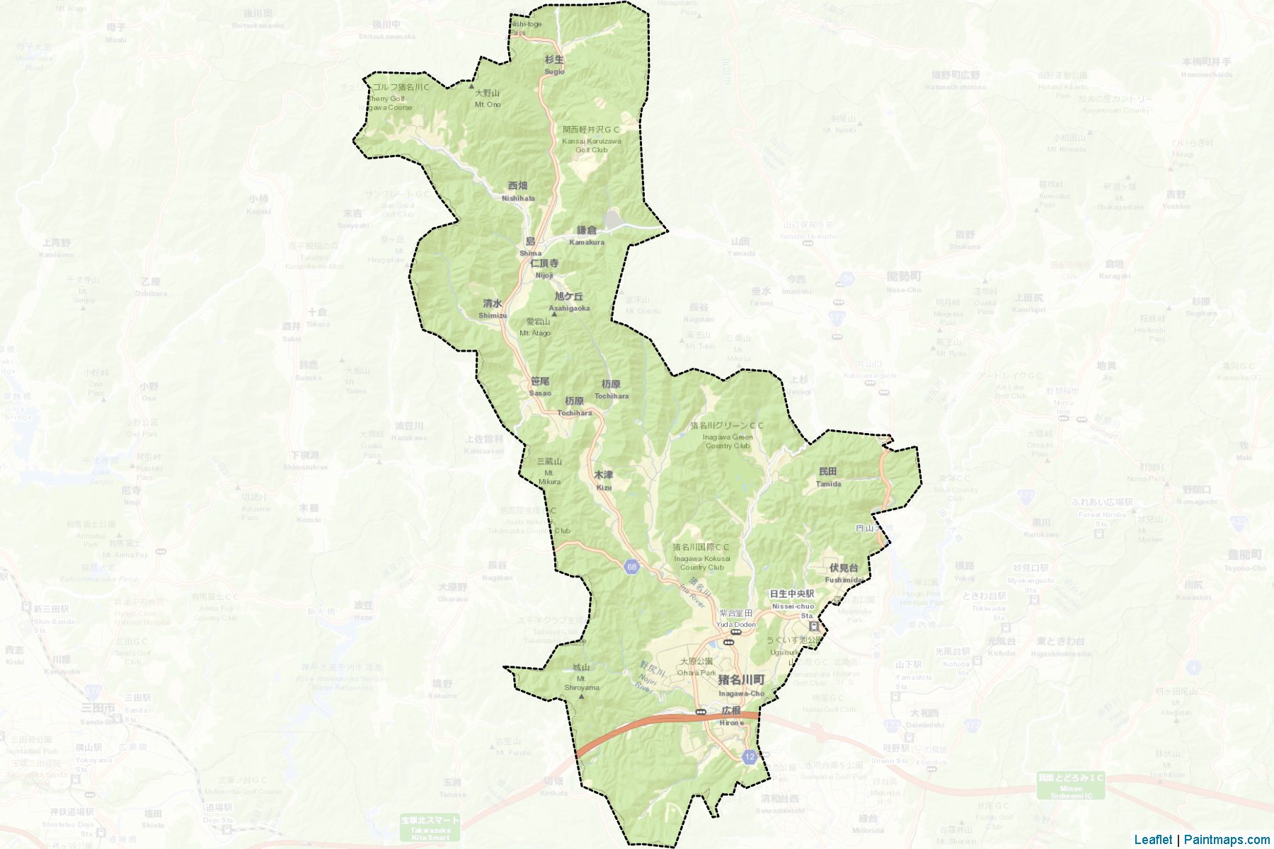 Inagawa (Hyogo Prefecture) Map Cropping Samples-2