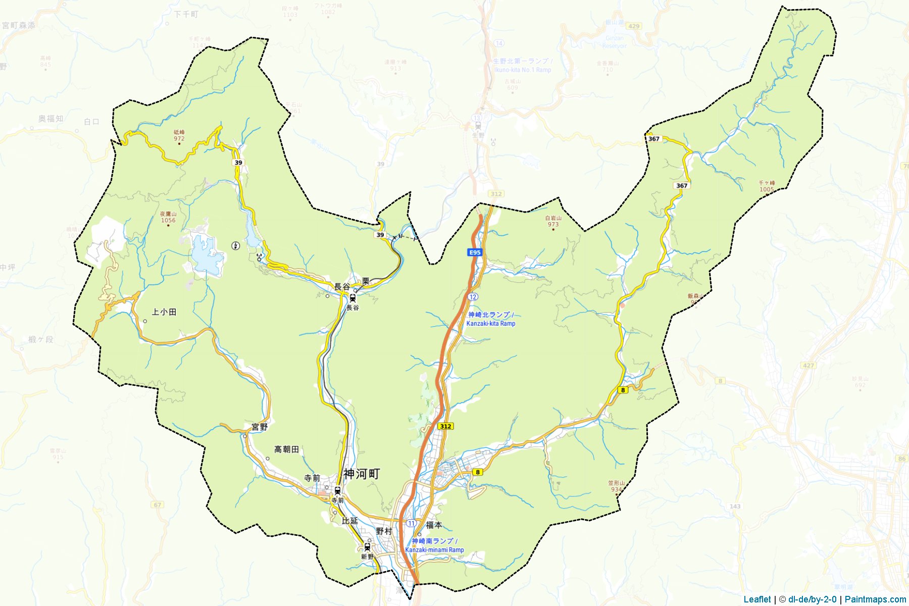 Kamikawa (Hyogo Prefecture) Map Cropping Samples-1