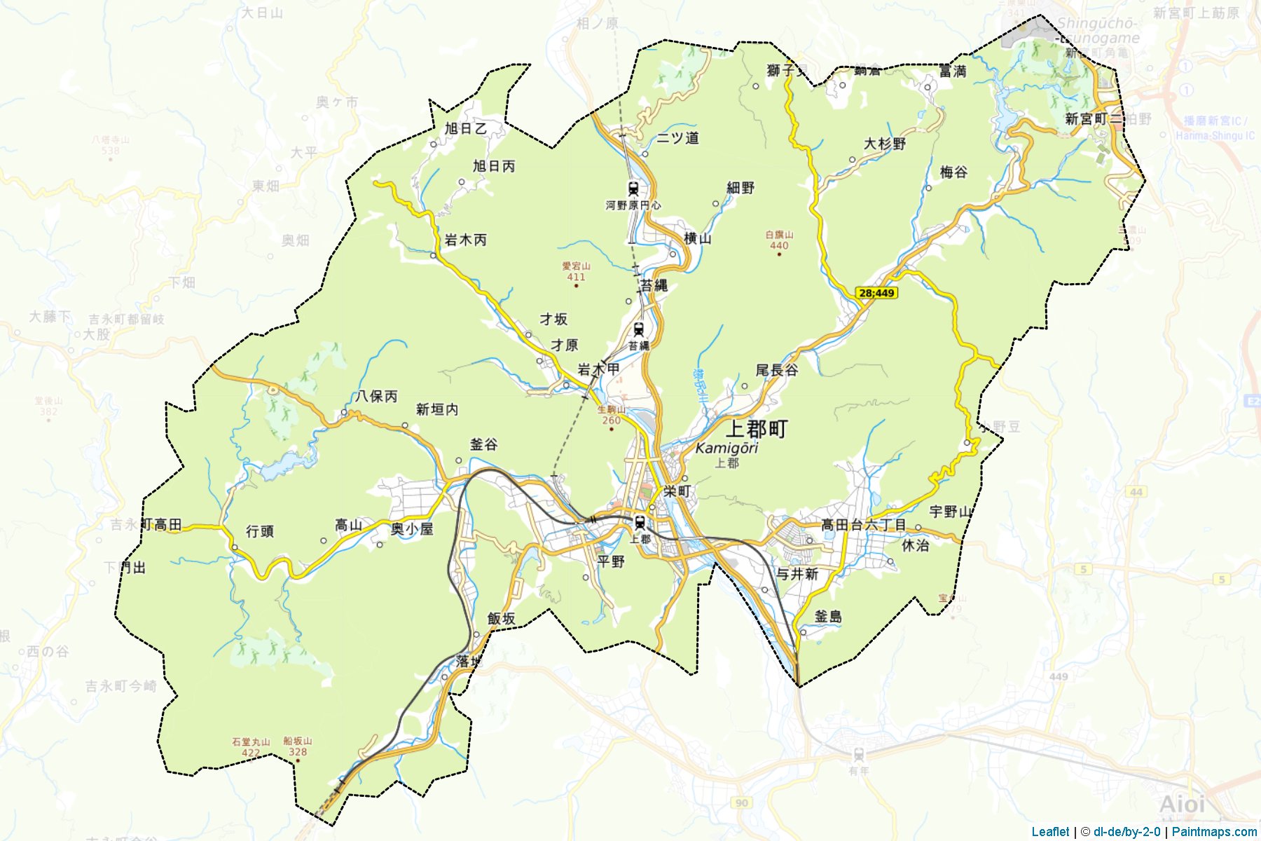 Kamigori (Hyogo Prefecture) Map Cropping Samples-1