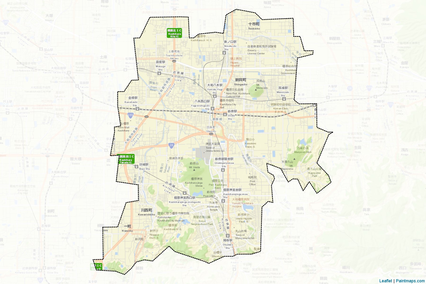 Muestras de recorte de mapas Kashihara (Nara)-2