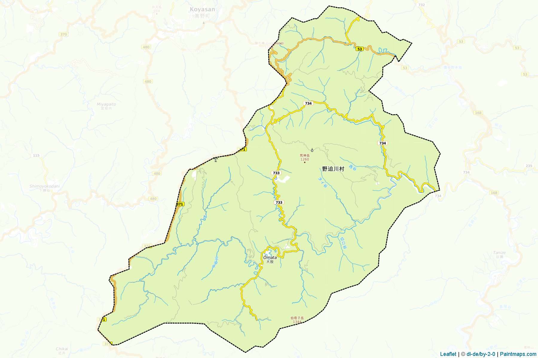 Muestras de recorte de mapas Nosegawa (Nara)-1