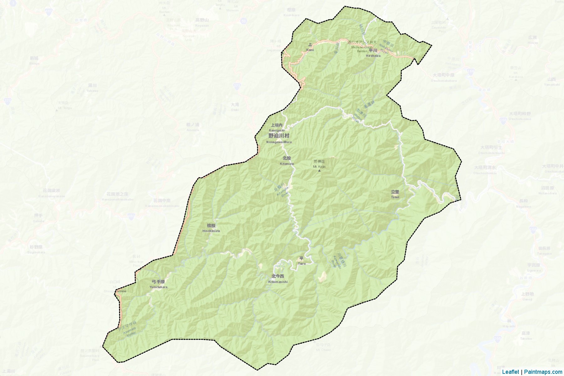 Muestras de recorte de mapas Nosegawa (Nara)-2