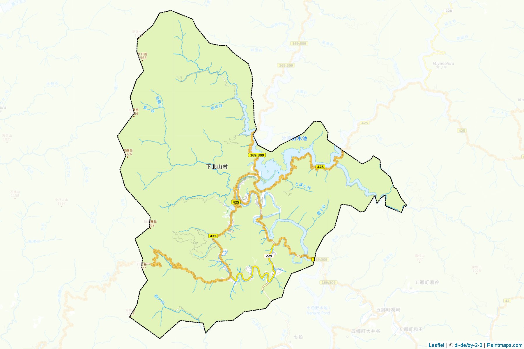 Muestras de recorte de mapas Shimokitayama (Nara)-1