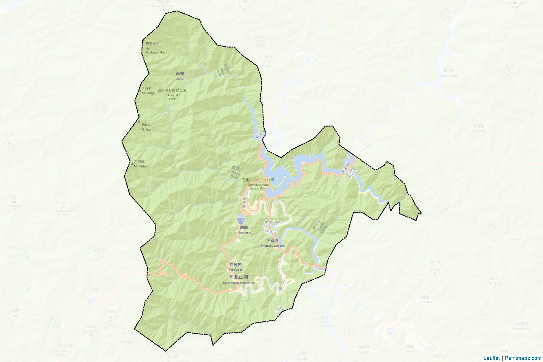 Muestras de recorte de mapas Shimokitayama (Nara)-2