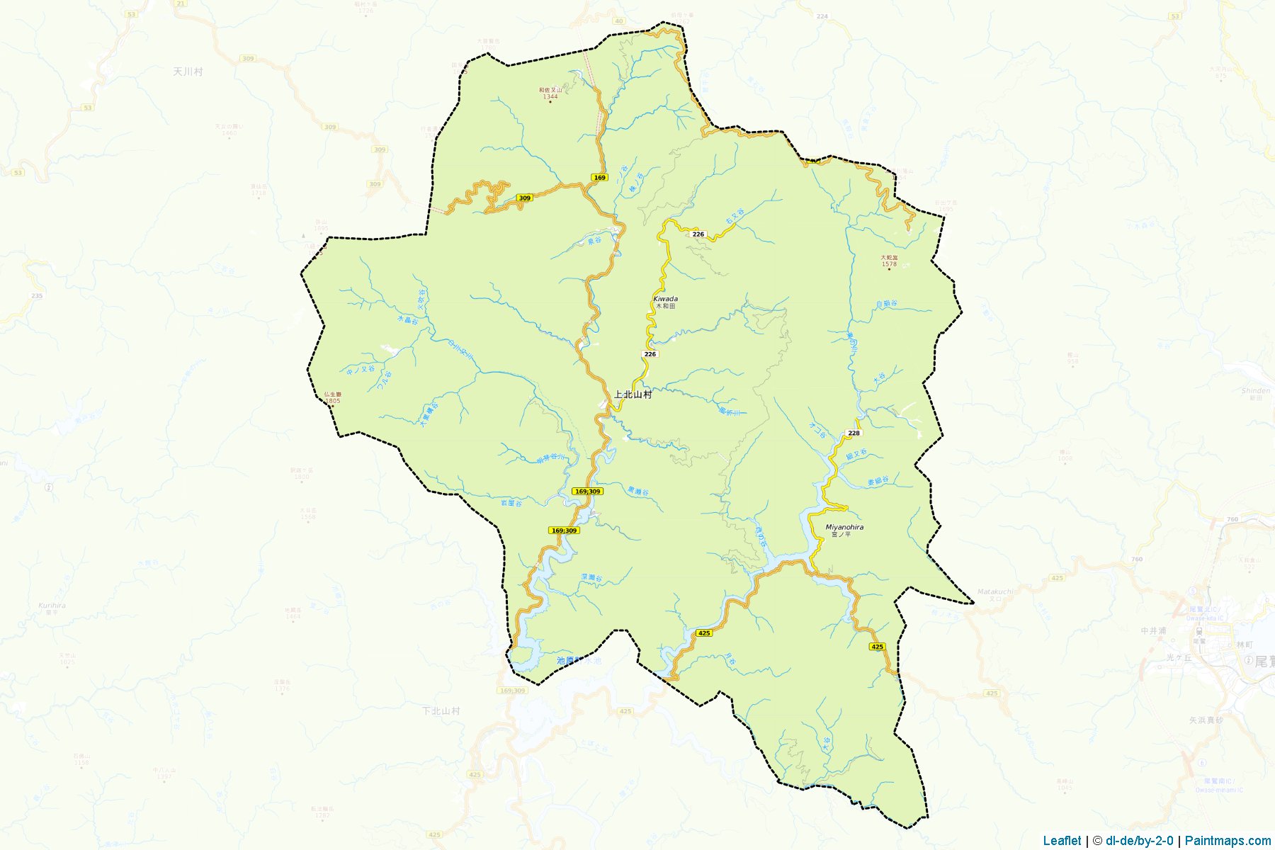 Kamikitayama (Nara Prefecture) Map Cropping Samples-1