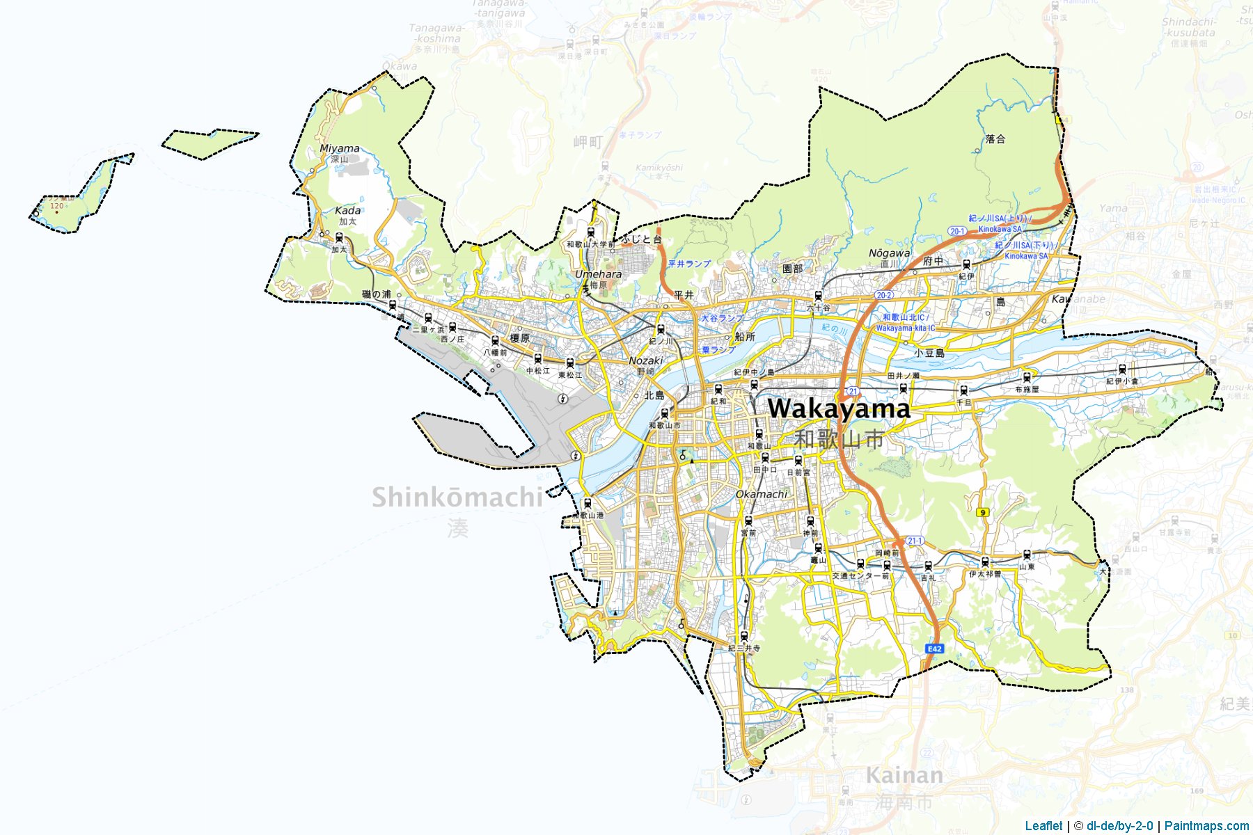 Wakayama (Wakayama Prefecture) Map Cropping Samples-1