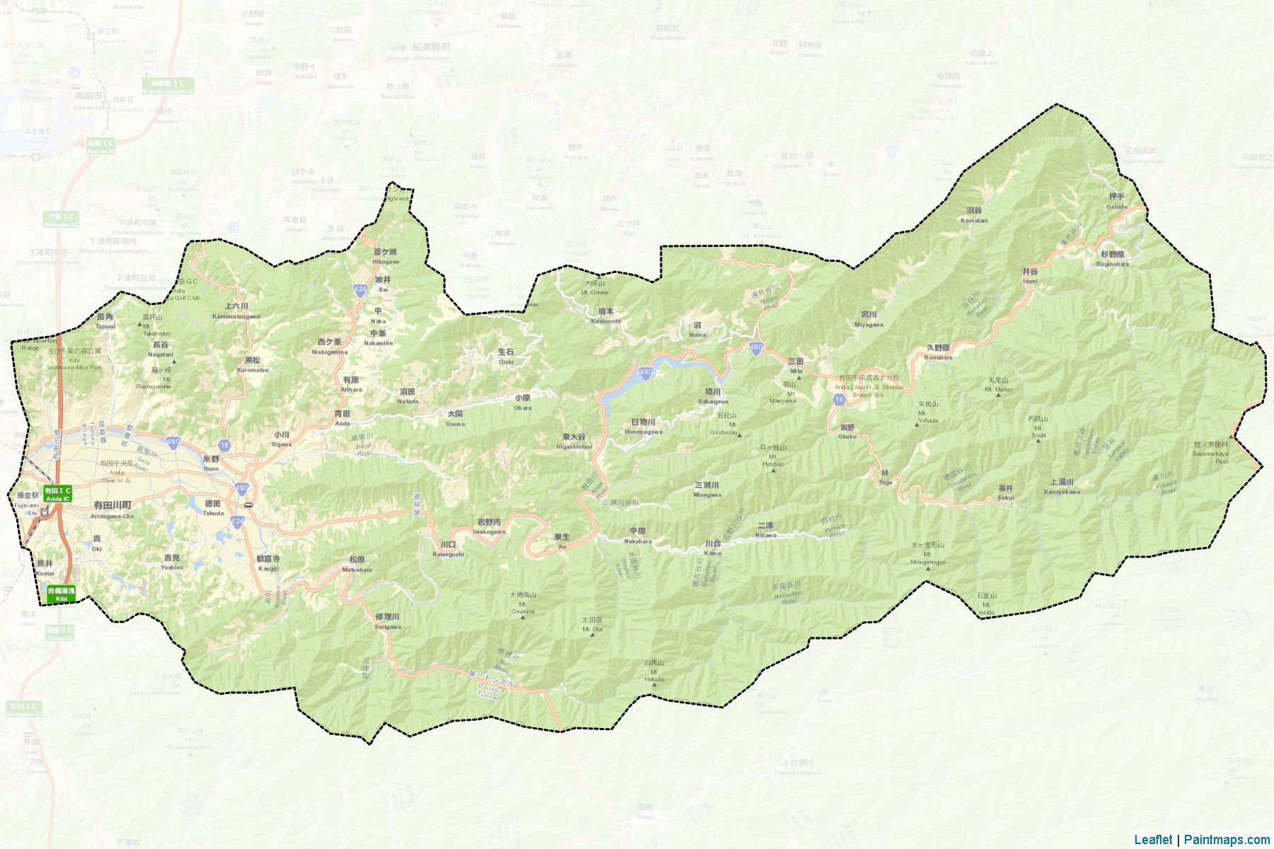 Muestras de recorte de mapas Aridagawa (Wakayama)-2