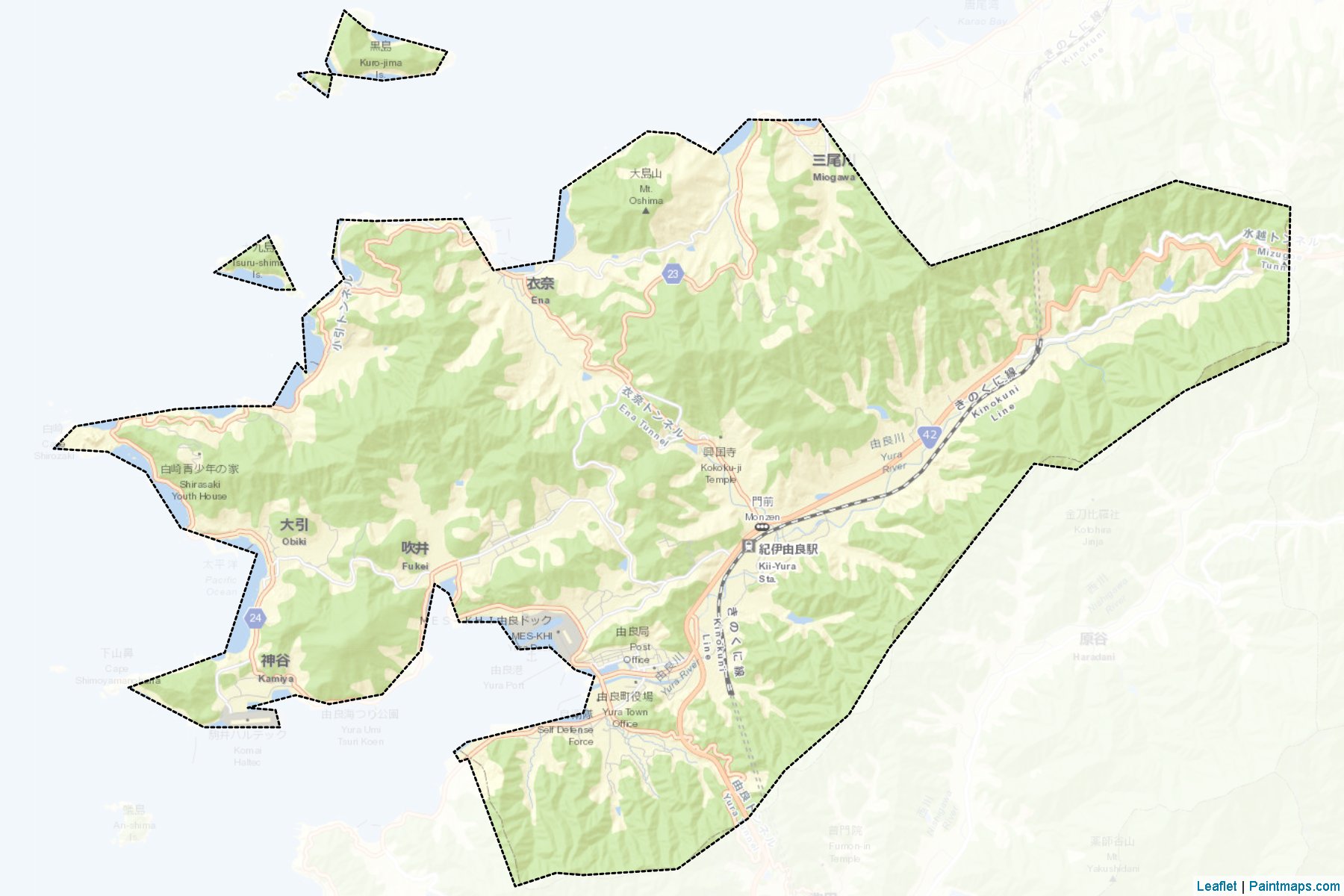 Muestras de recorte de mapas Yura (Wakayama)-2