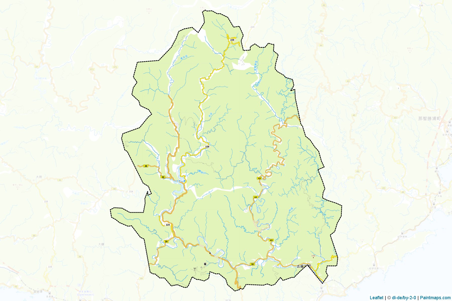 Kozagawa (Wakayama Prefecture) Map Cropping Samples-1