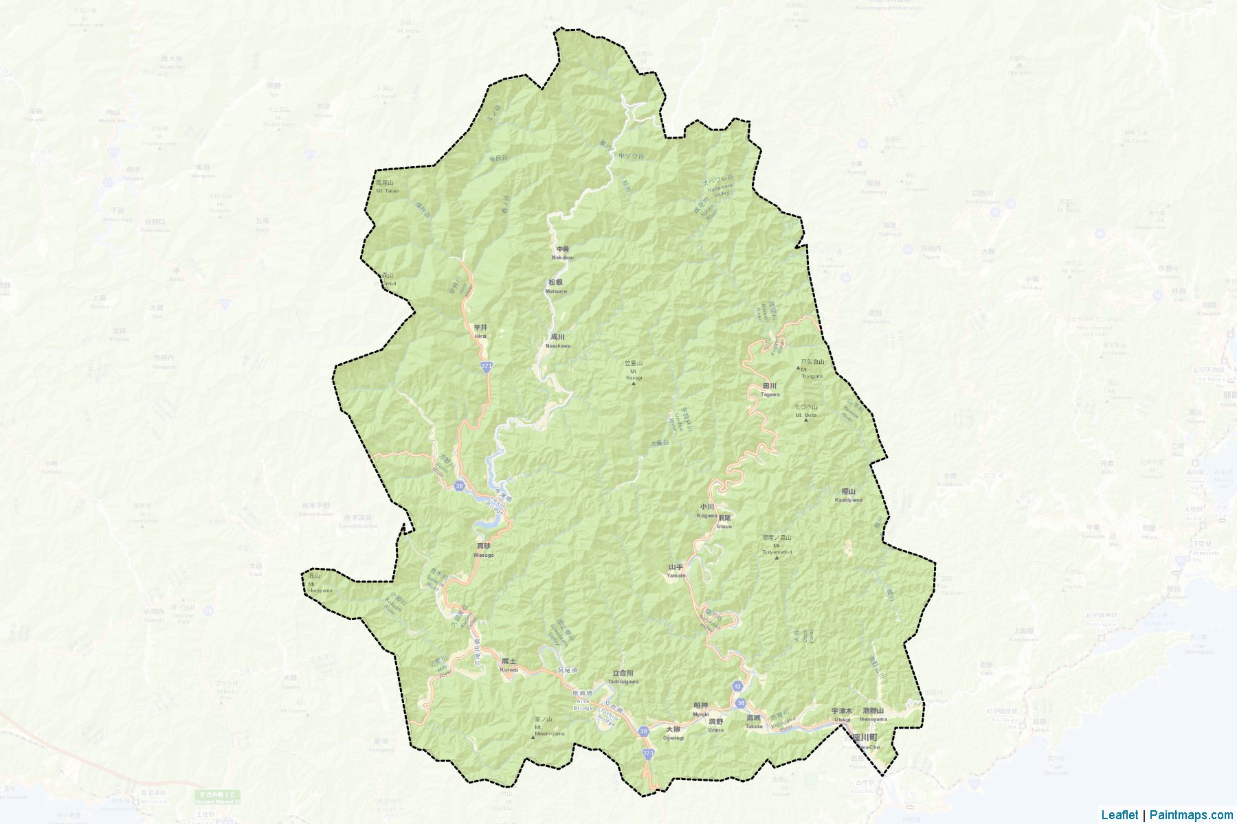 Kozagawa (Wakayama Prefecture) Map Cropping Samples-2