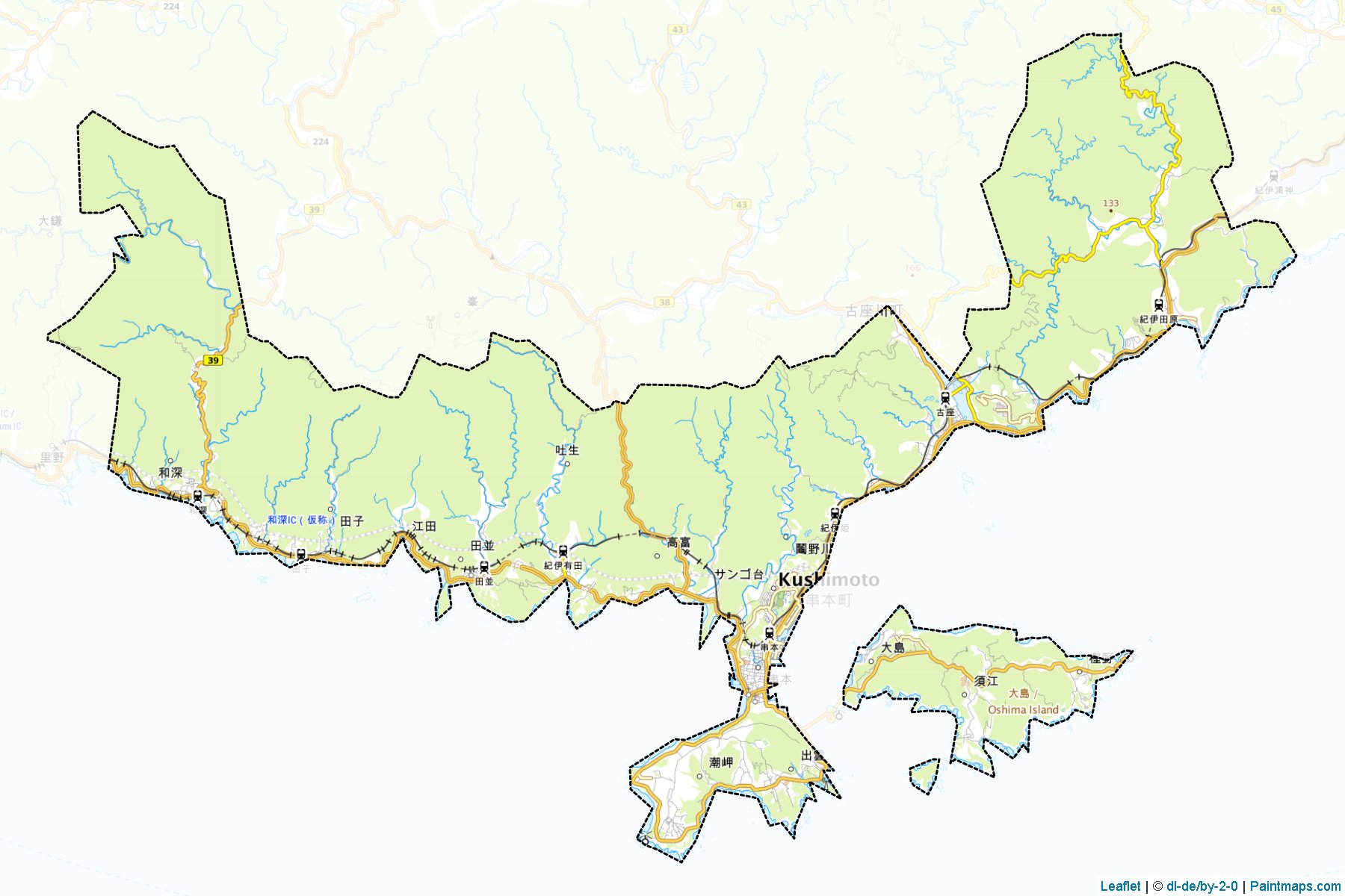 Muestras de recorte de mapas Kushimoto (Wakayama)-1