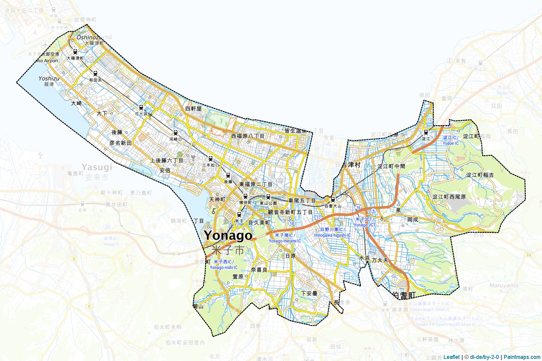 Yonago (Tottori Prefecture) Map Cropping Samples-1