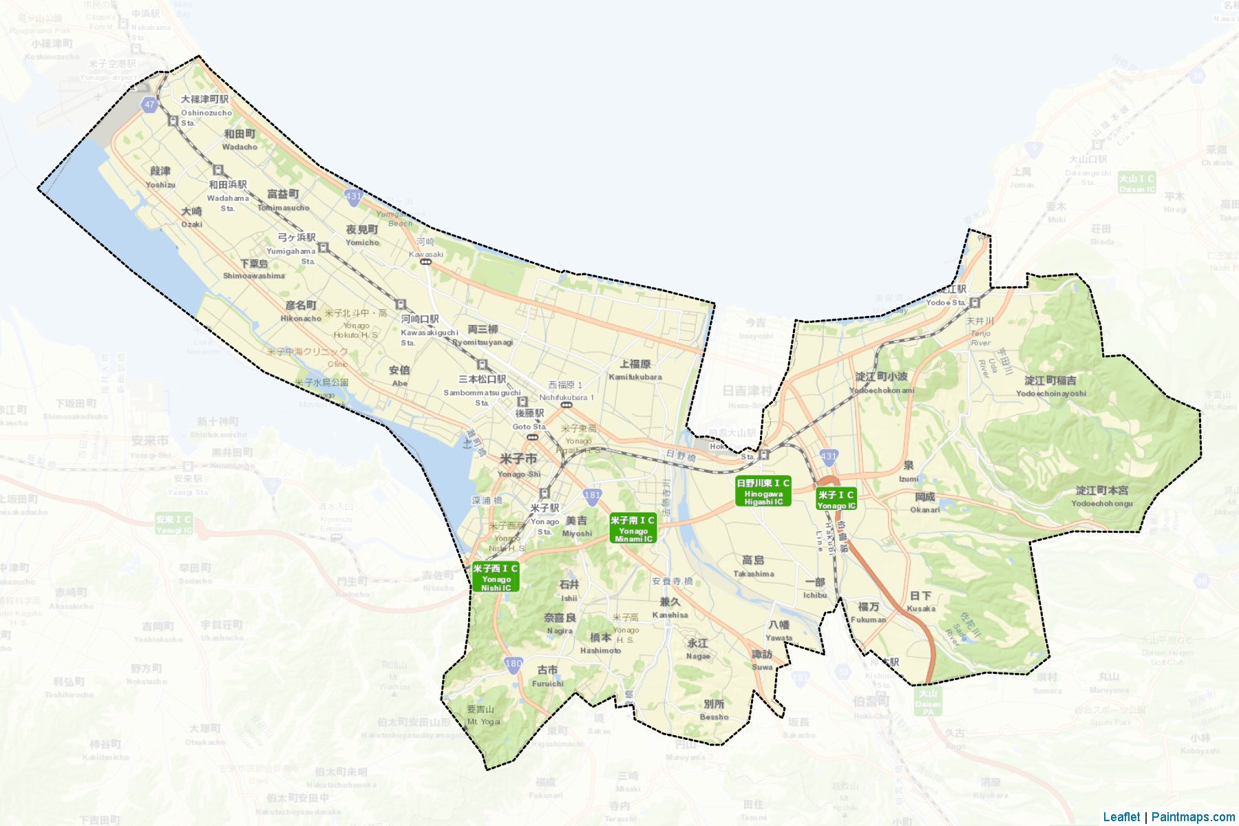 Yonago (Tottori Prefecture) Map Cropping Samples-2