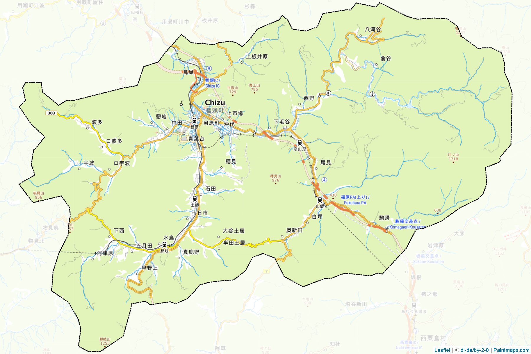 Chizu (Tottori Prefecture) Map Cropping Samples-1