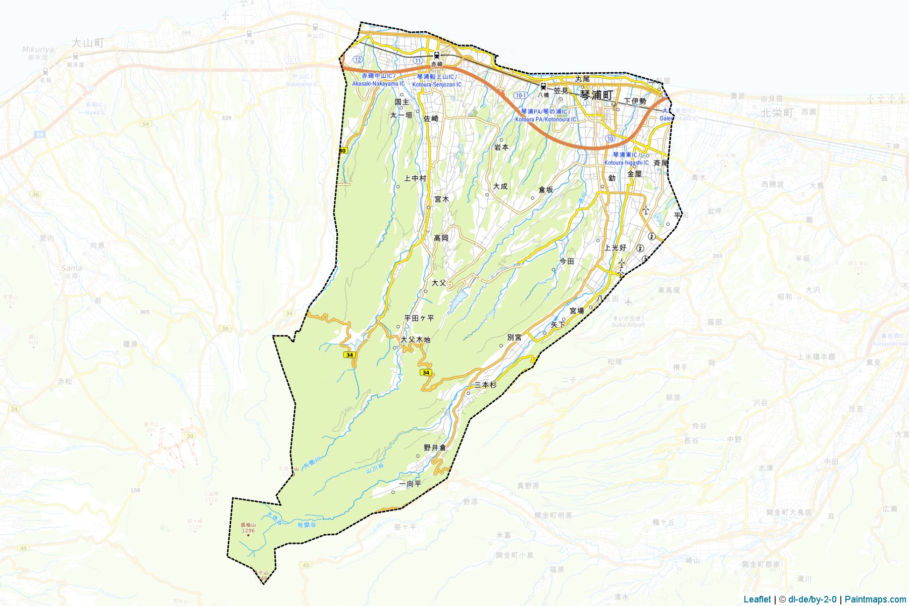 Kotoura (Tottori Prefecture) Map Cropping Samples-1