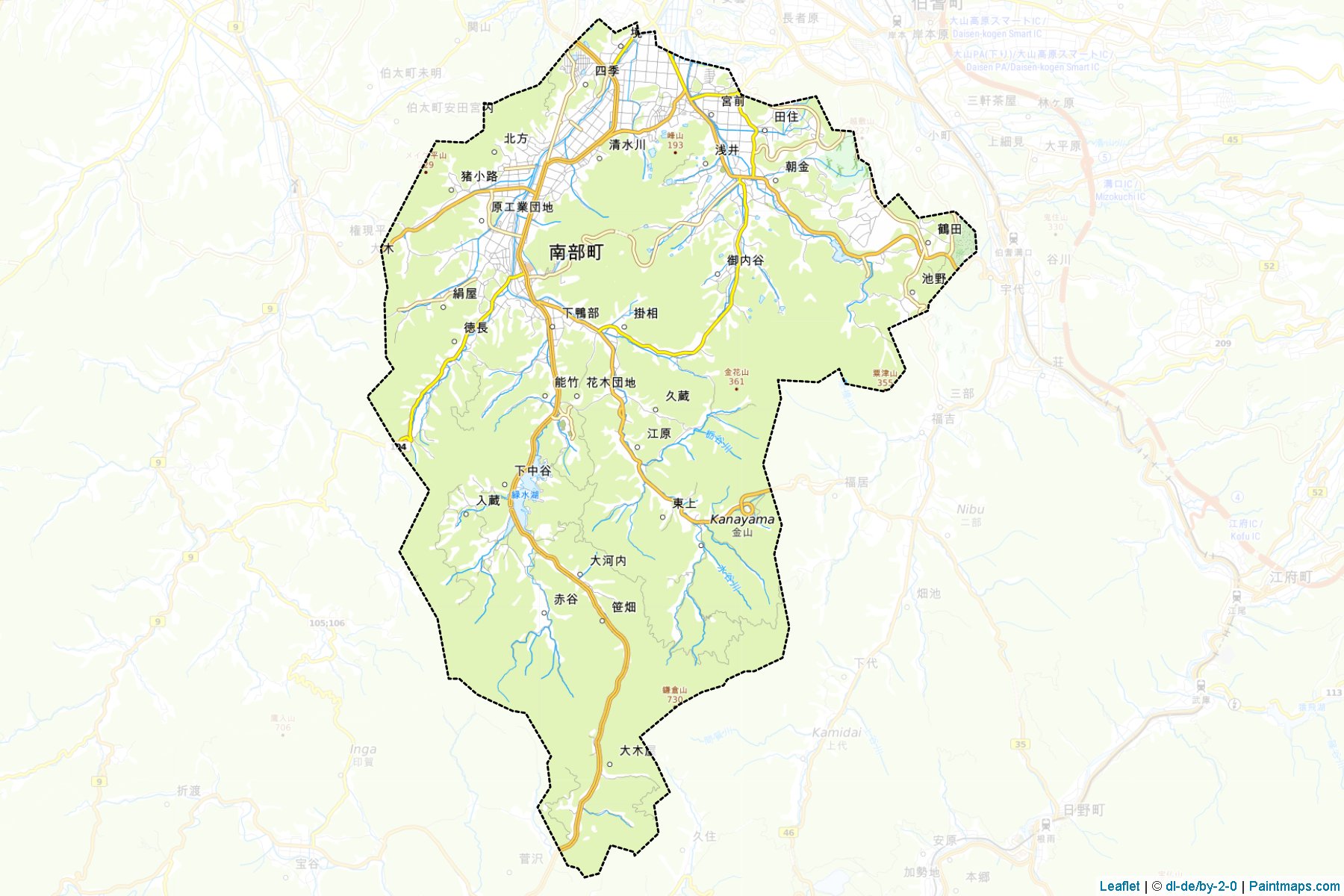 Muestras de recorte de mapas Nanbu (Tottori)-1