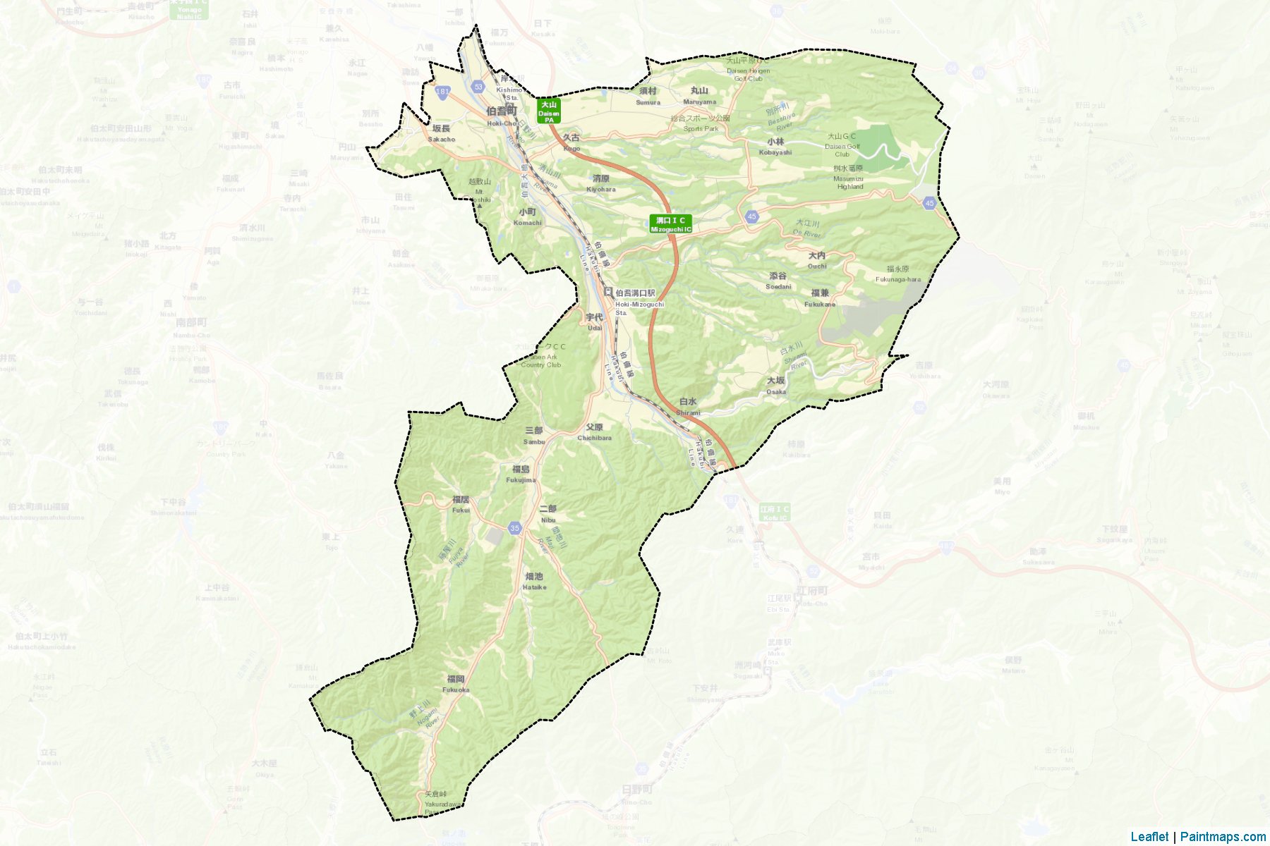 Muestras de recorte de mapas Hoki (Tottori)-2