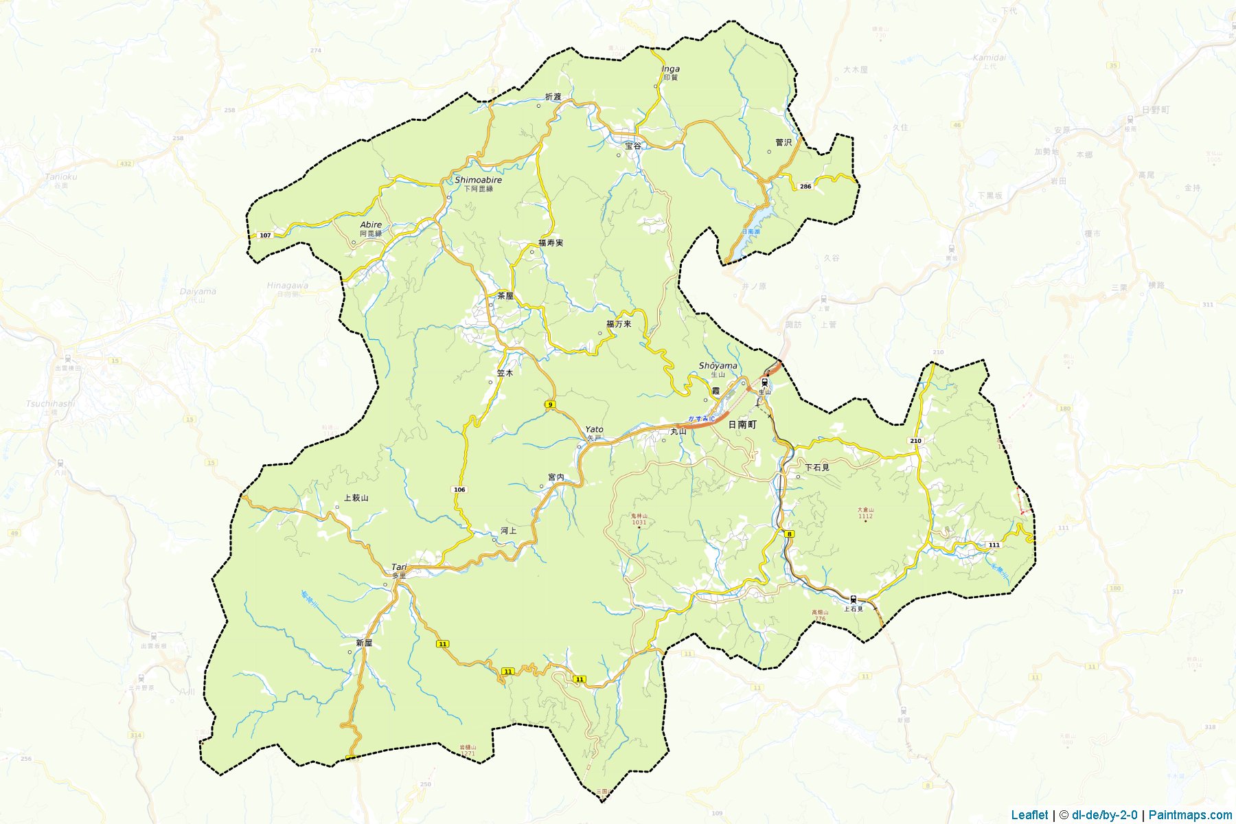 Nichinan (Tottori Prefecture) Map Cropping Samples-1