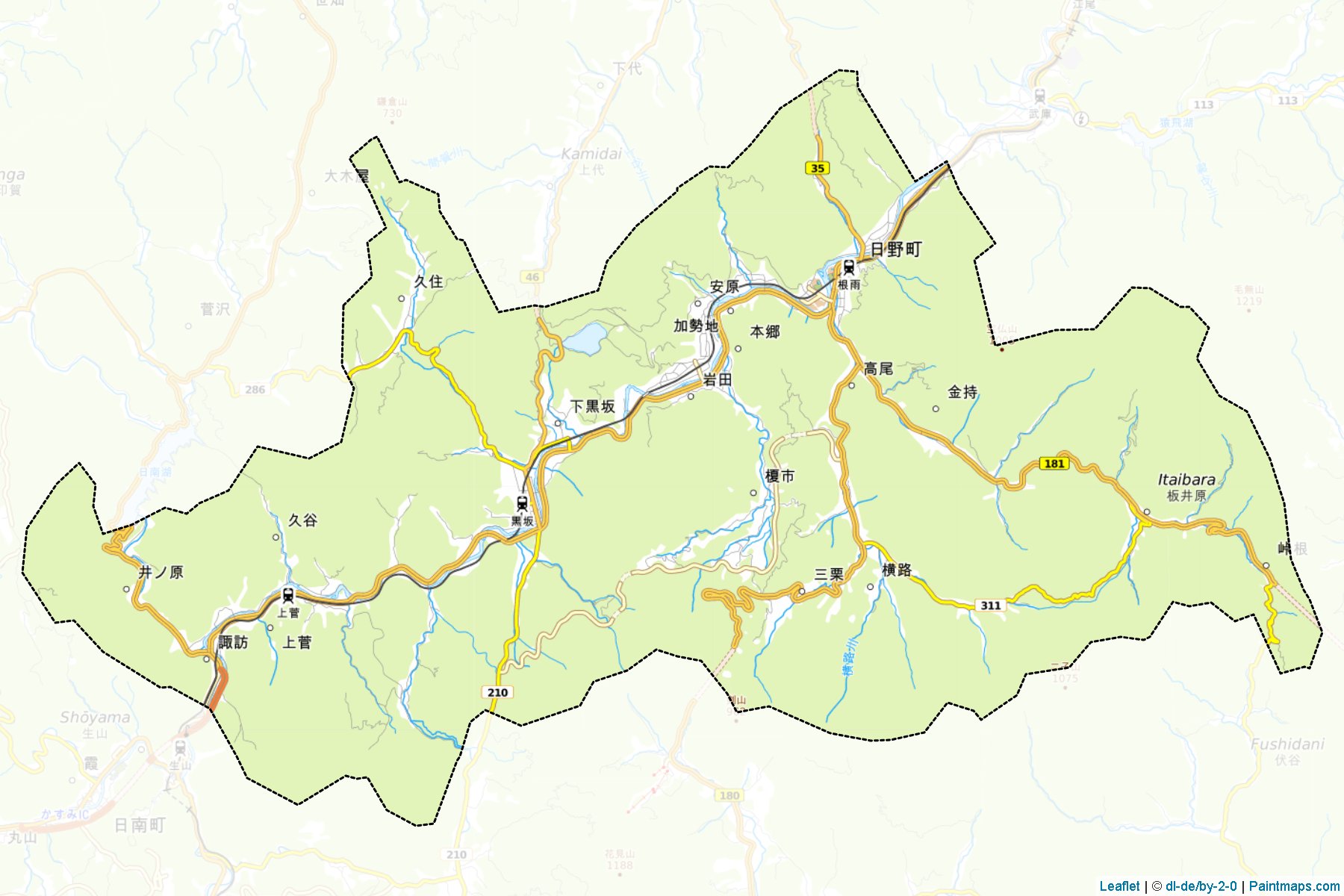 Hino (Tottori Prefecture) Map Cropping Samples-1